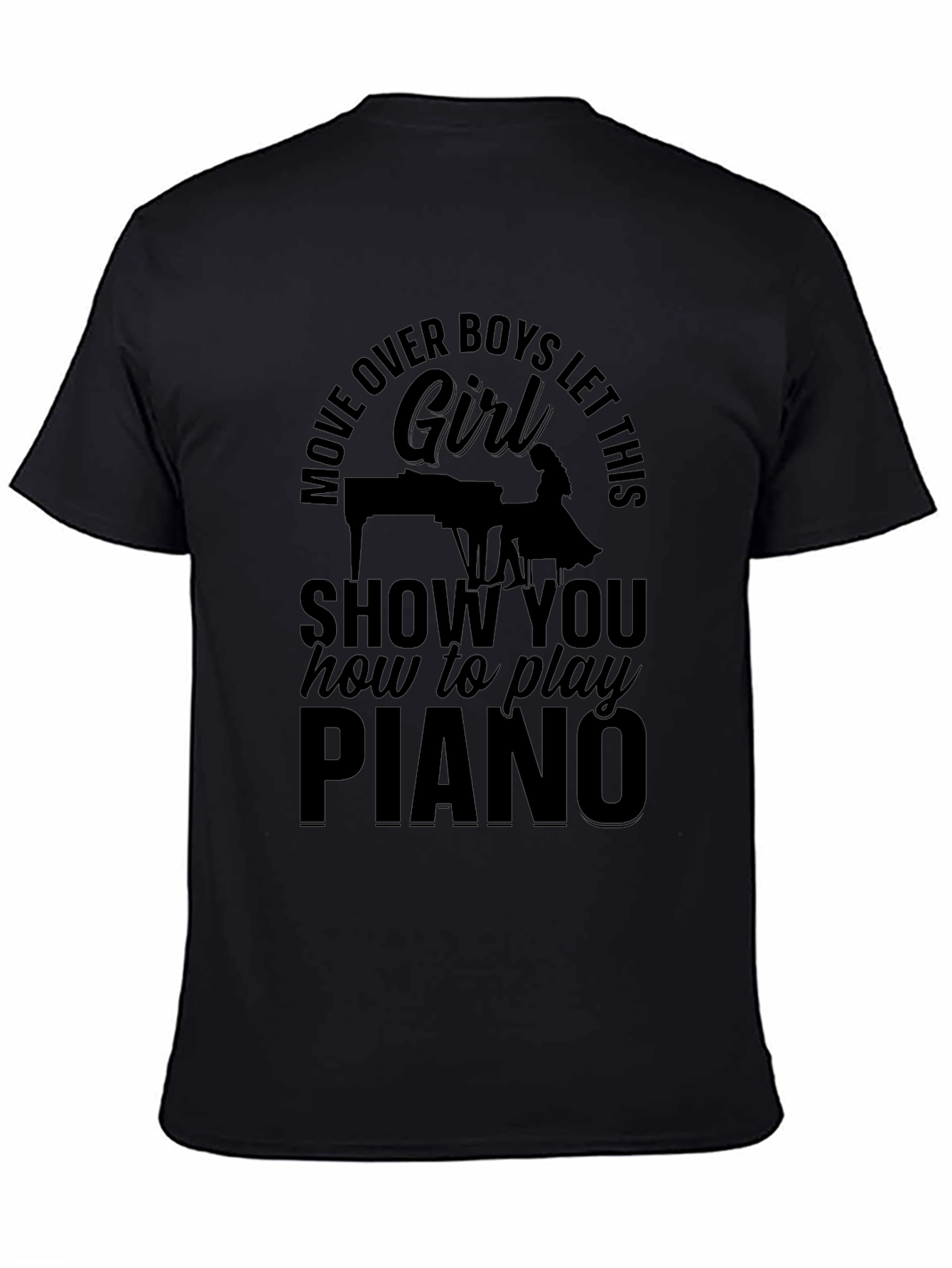 Black Move Over Boys Piano Girl T-Shirt view 4