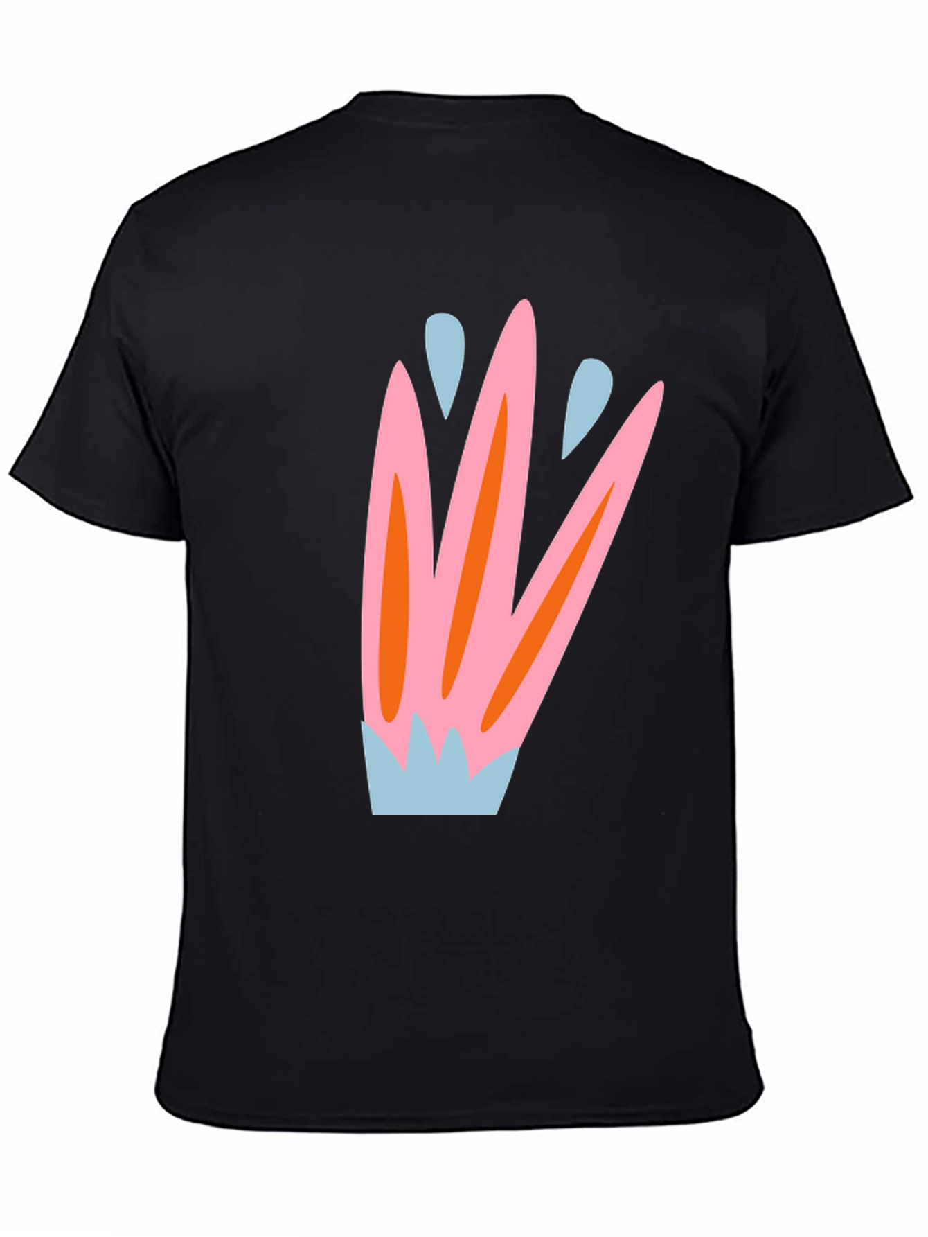 Black Abstract Floral Print Black T-Shirt view 4