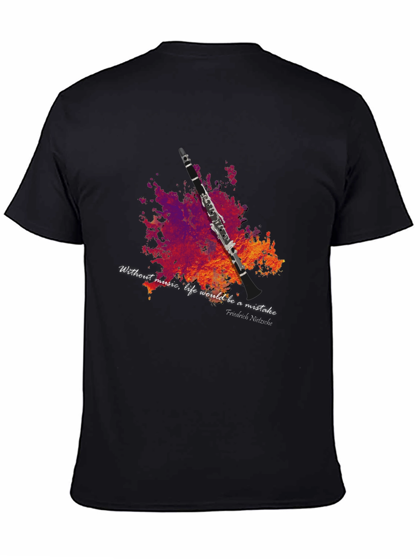 Black Music Lover T-Shirt - Clarinet Design view 4