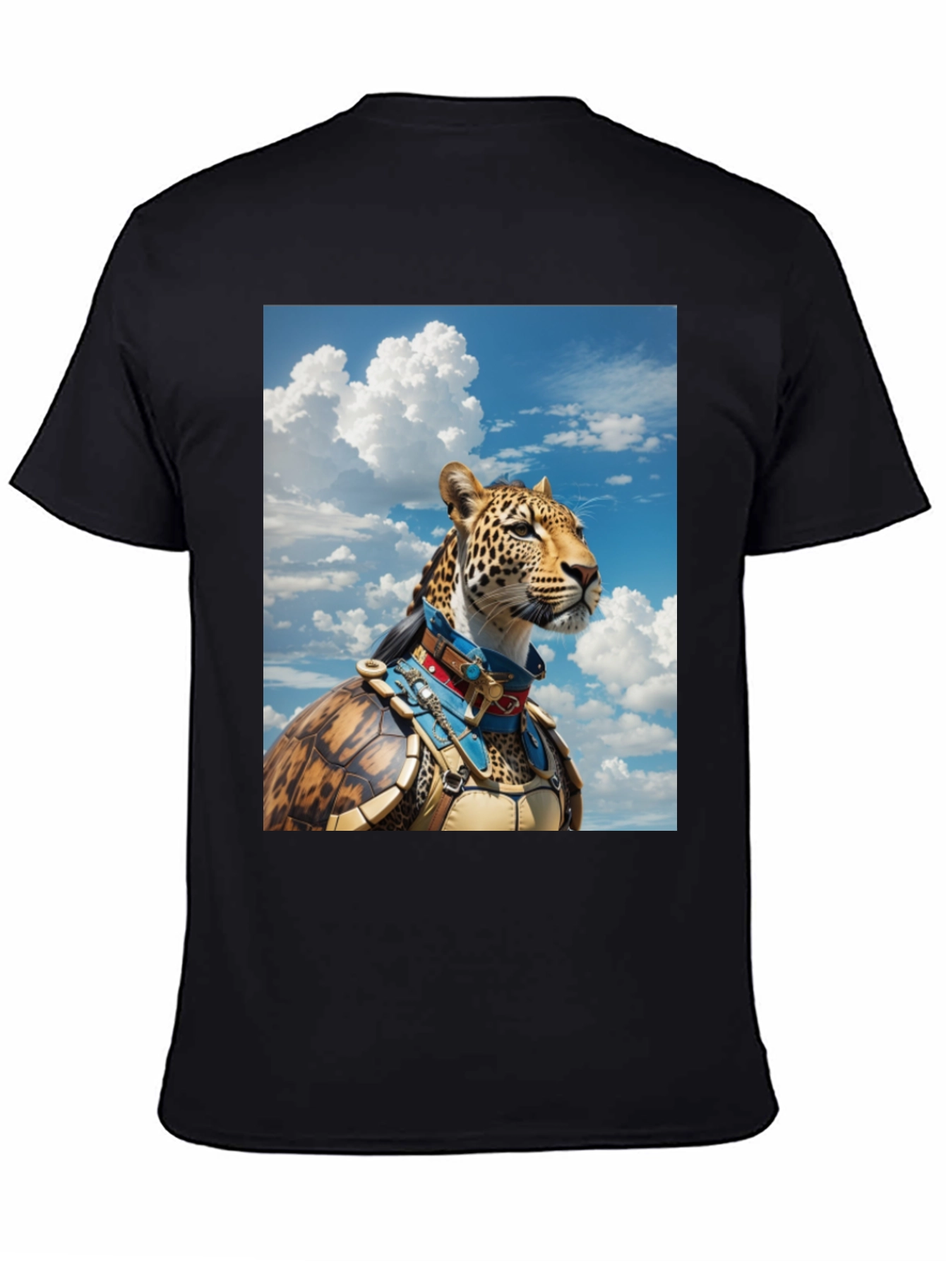 Black Leopard Warrior Graphic Tee - Black Cotton Comfort view 4