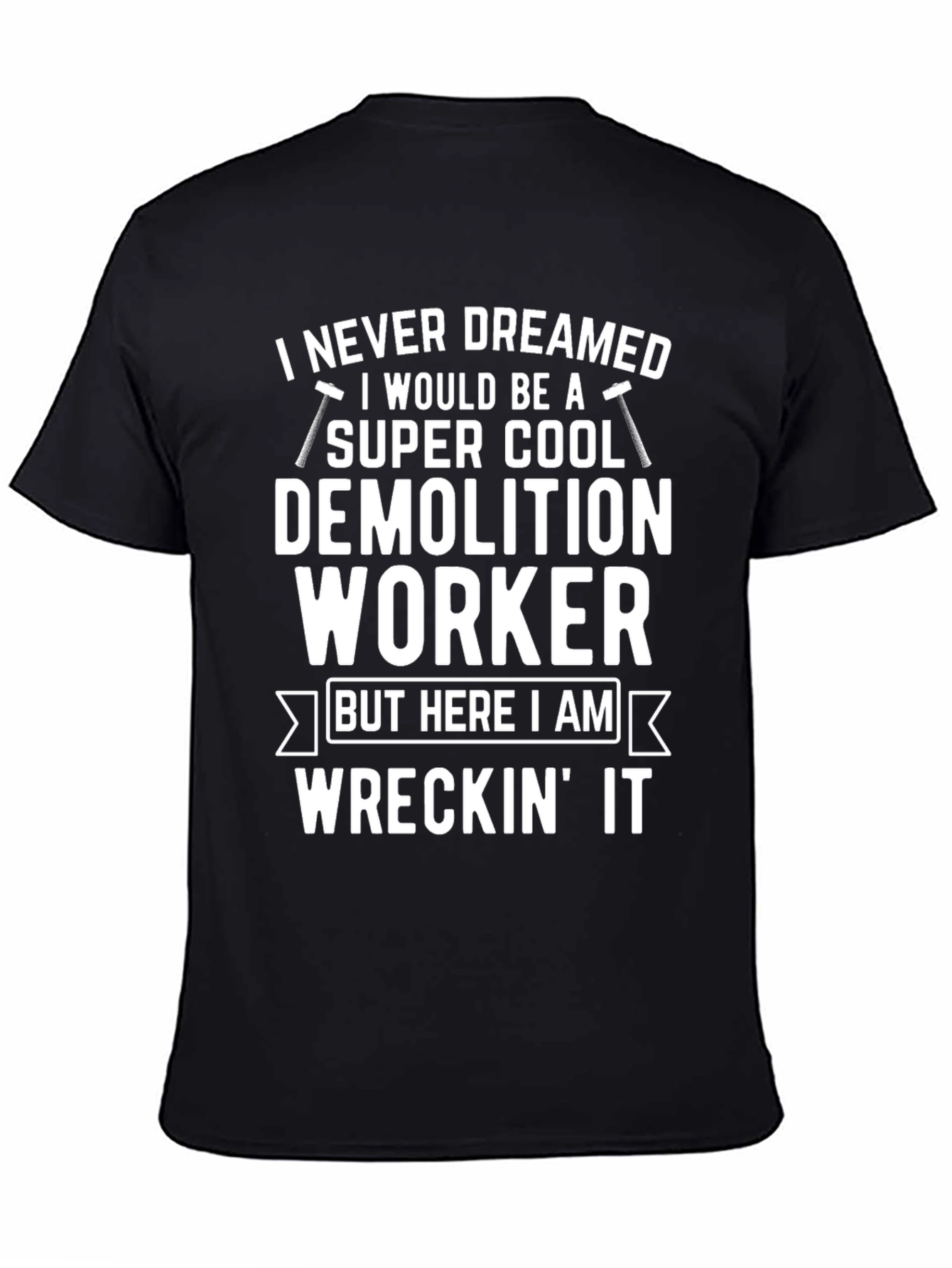 Black Cool Demolition Worker T-Shirt view 4