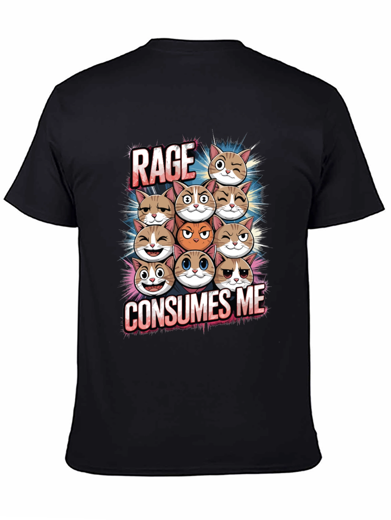 Black Rage Consumes Me Cats Graphic T-Shirt view 4