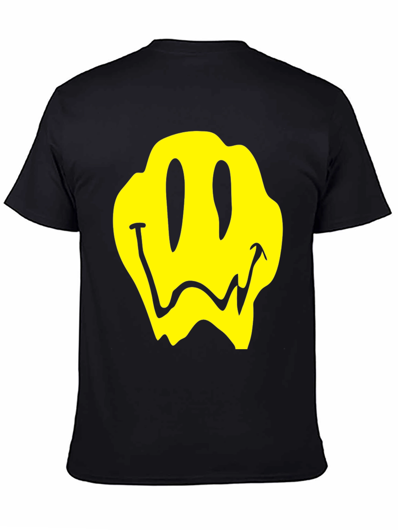 Black Melting Smiley Face Graphic T-Shirt view 4