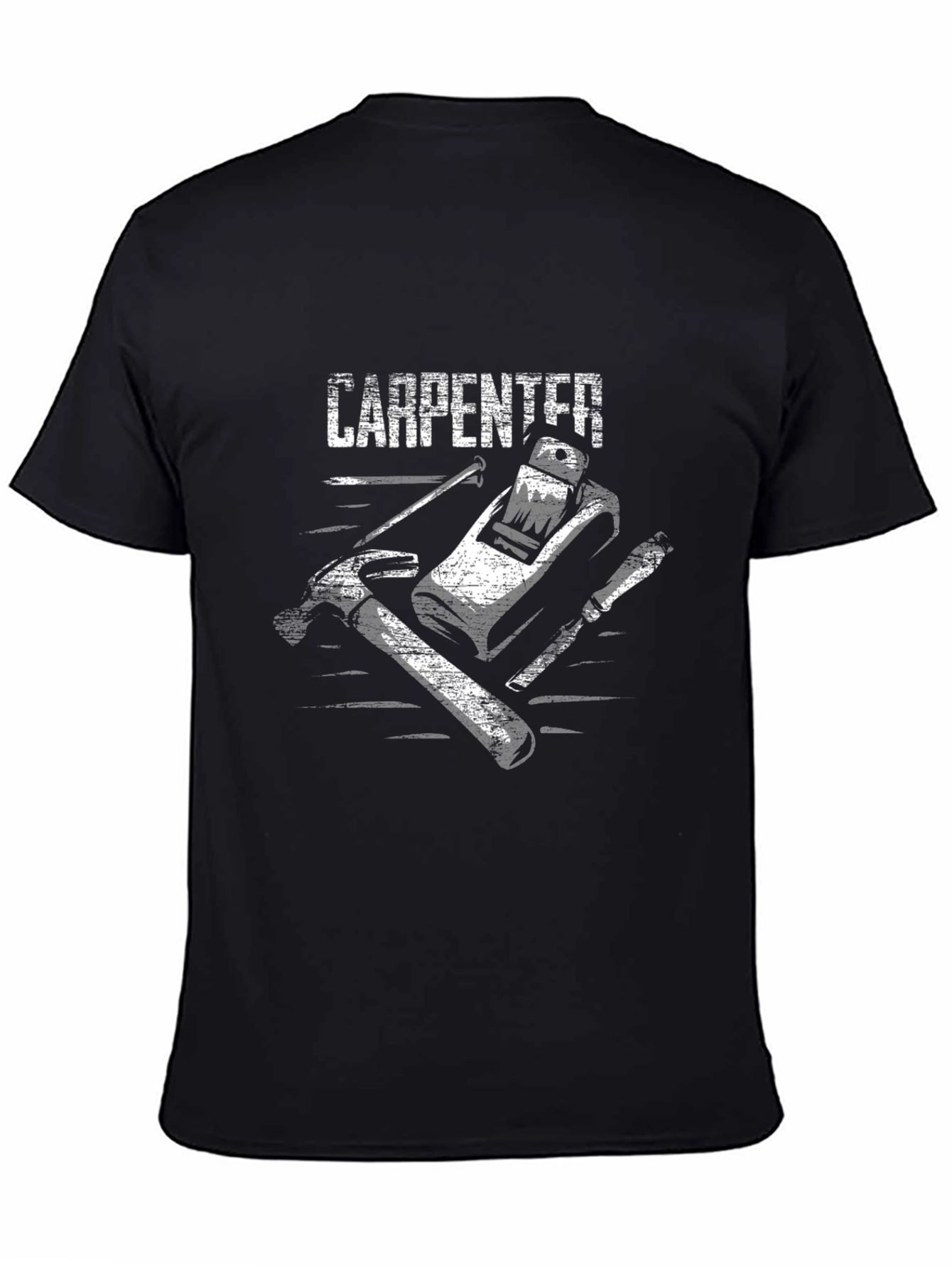 Black Carpenter Tools Graphic Tee - Black Cotton T-Shirt view 4