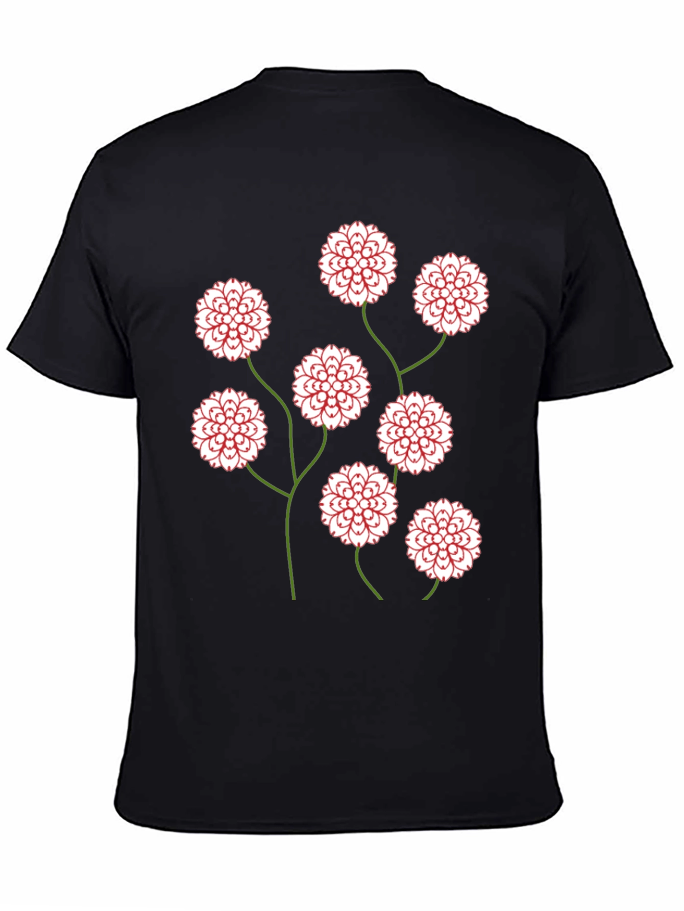 Black Floral Print Black T-Shirt view 4