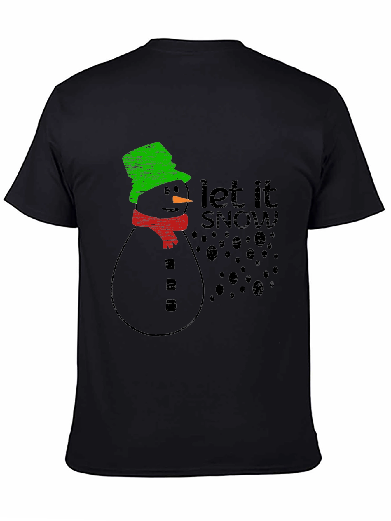 Black Let It Snow T-Shirt - Festive Holiday Apparel view 4