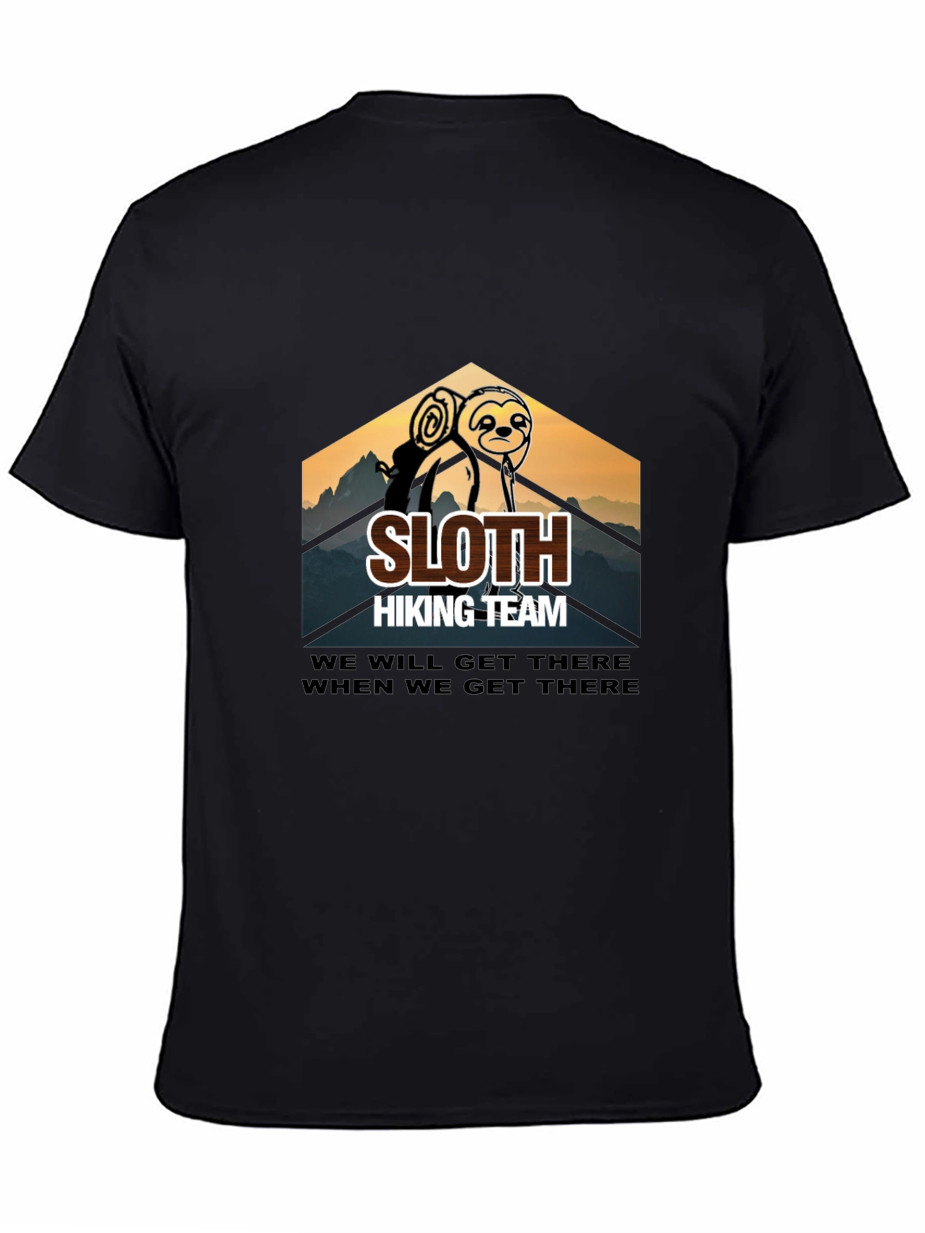 Black Sloth Hiking Team T-Shirt - Men's Black Crew Neck Tee view 4