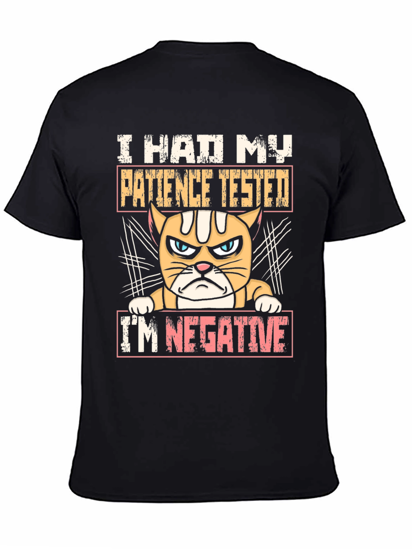 Black I Had My Patience Tested Funny Cat T-Shirt view 4