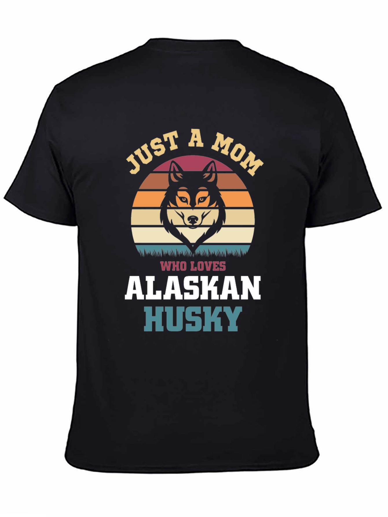 Black Just A Mom Who Loves Alaskan Husky T-Shirt view 4