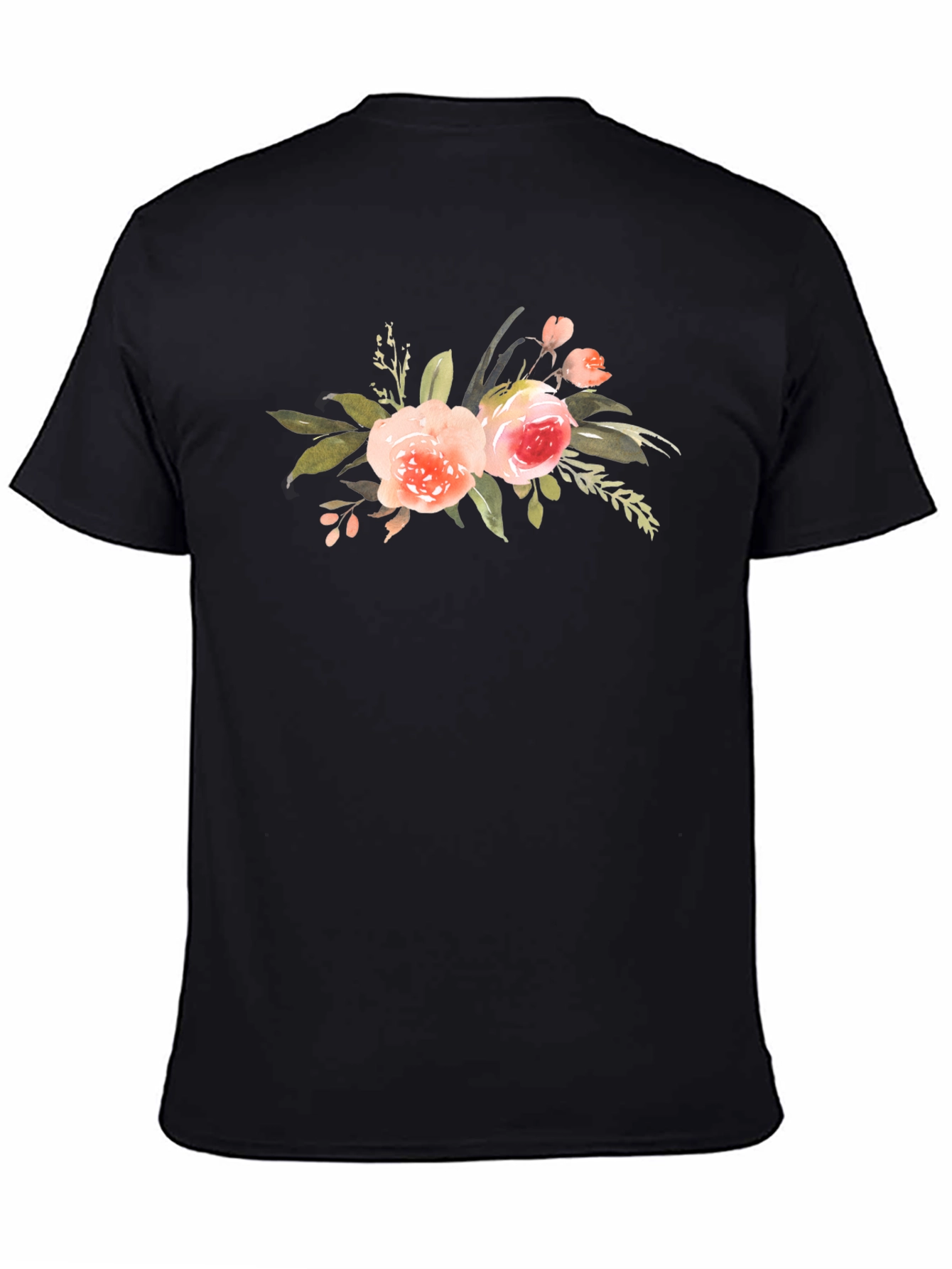 Black Floral Print Black T-Shirt: Stylish and Comfortable view 4