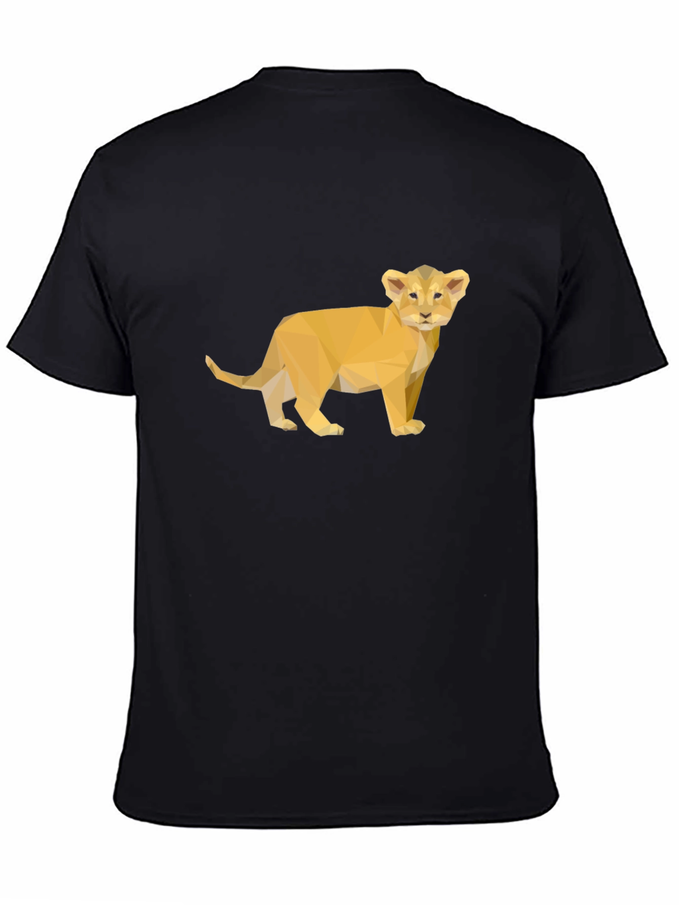 Black Lion Cub Poly Art Black T-Shirt view 4