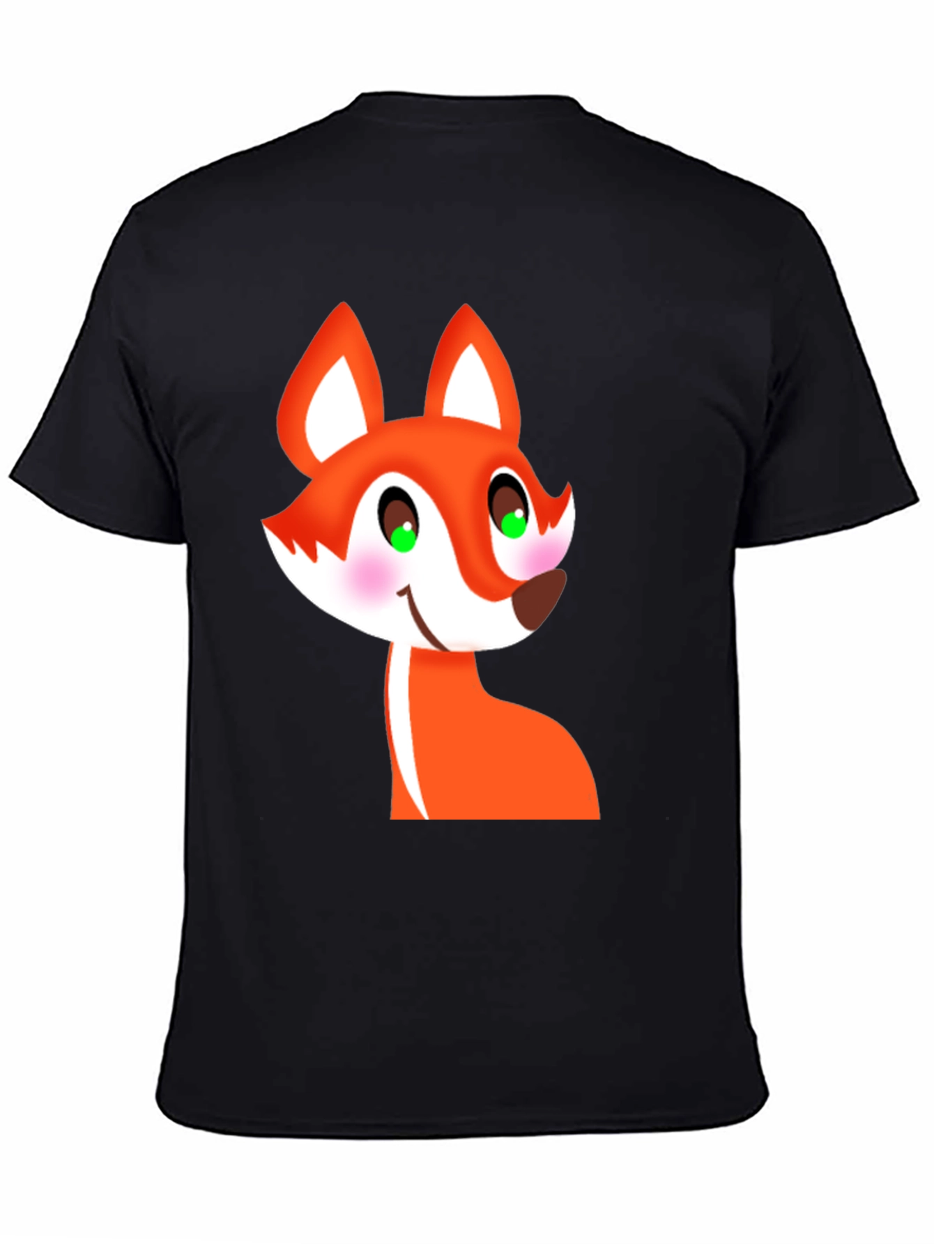 Black Cartoon Fox Graphic Tee - Black T-Shirt view 4
