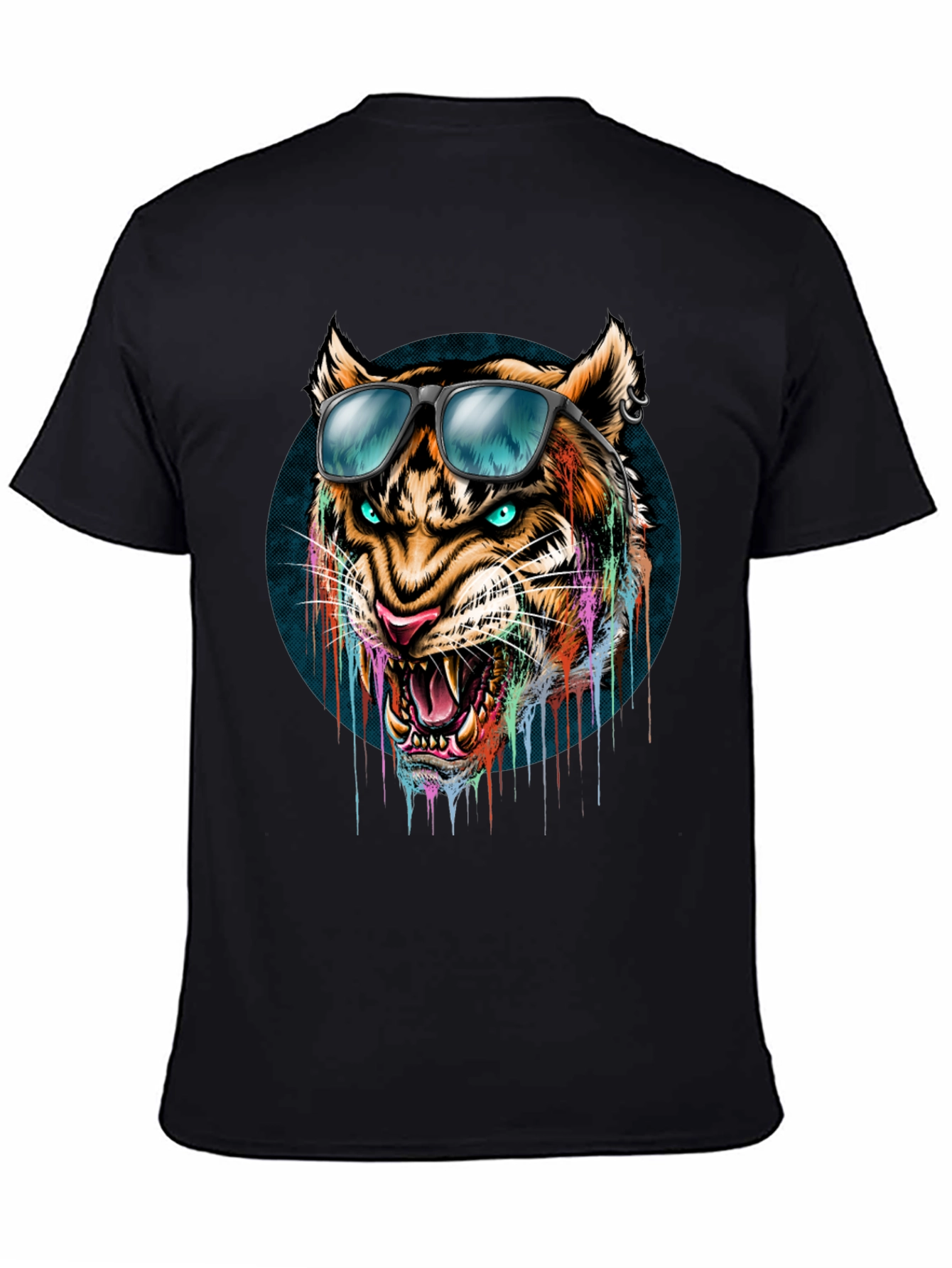 Black Cool Tiger Graphic Tee - Men's Black T-Shirt view 4