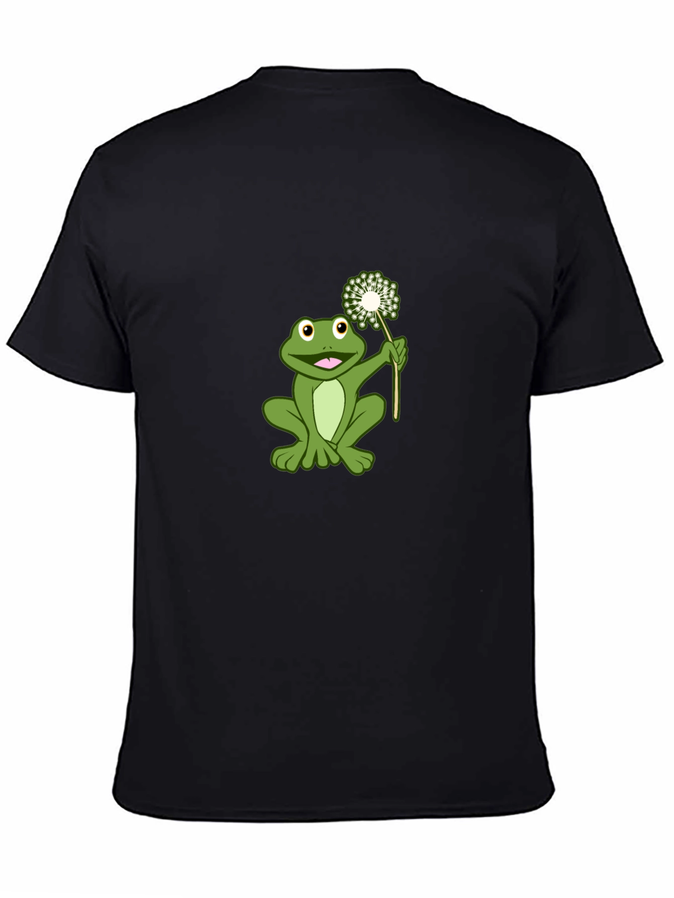 Black Frog Holding Dandelion Graphic Tee view 4