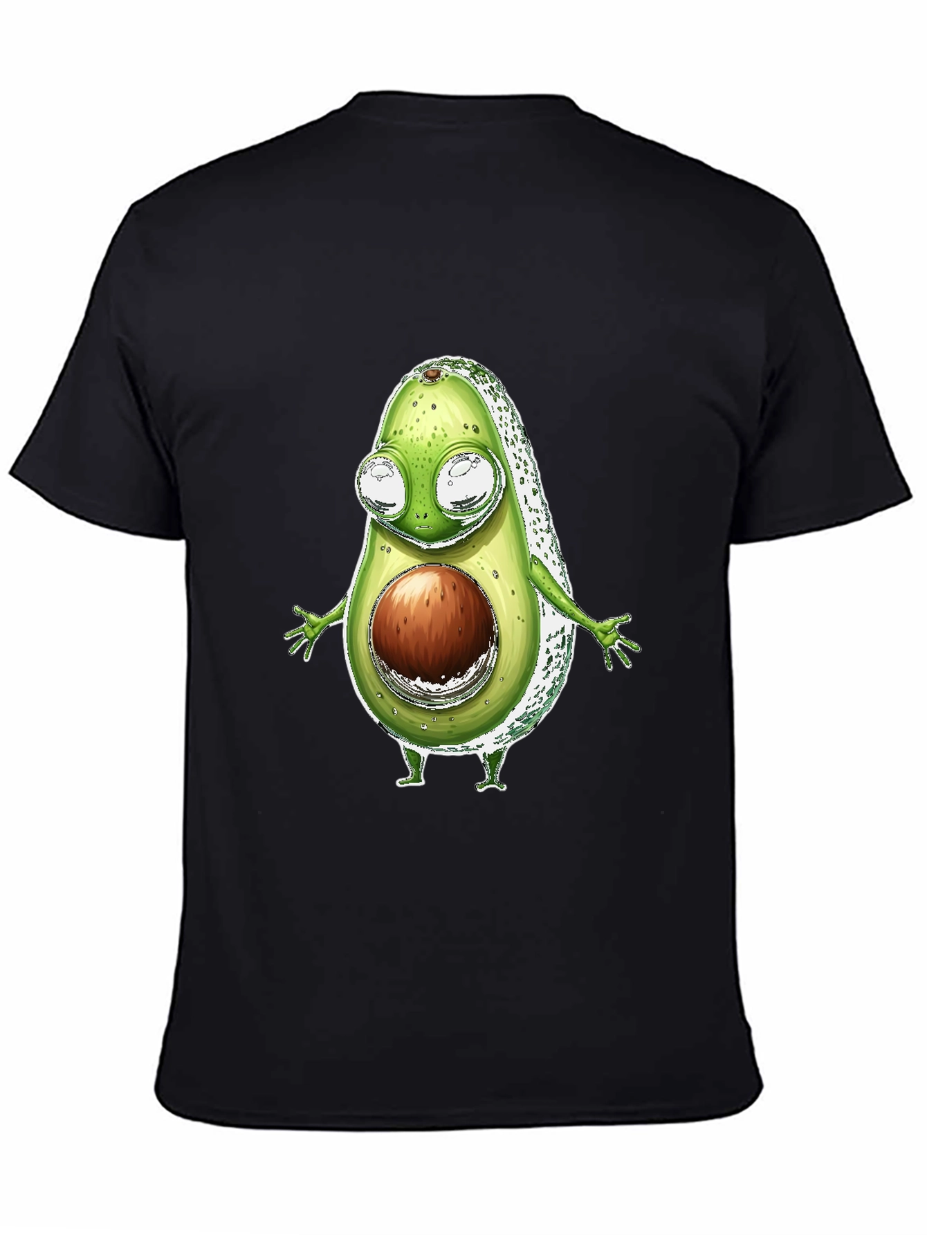 Black Funny Avocado Character T-Shirt - Black view 4