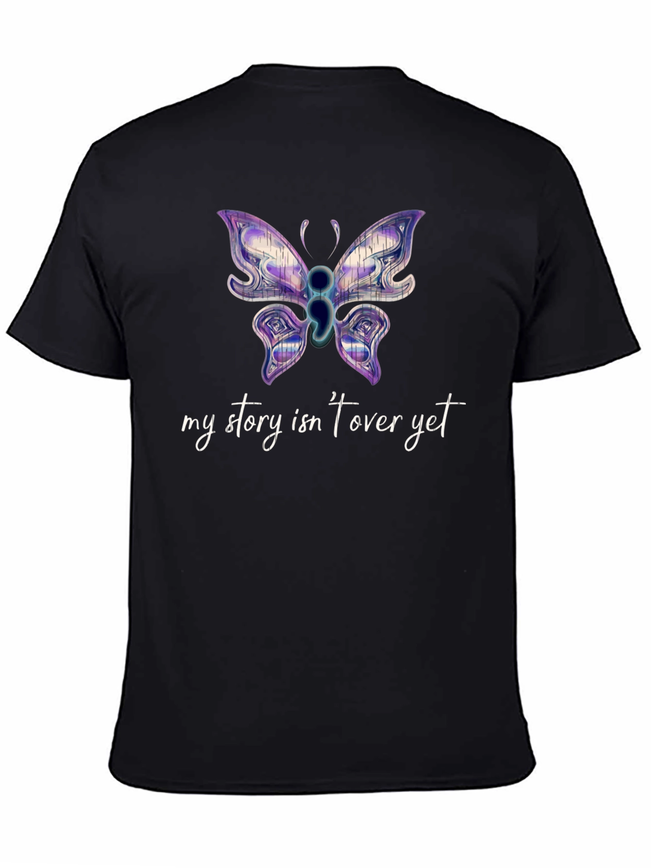 Black Semicolon Butterfly Graphic Tee view 4