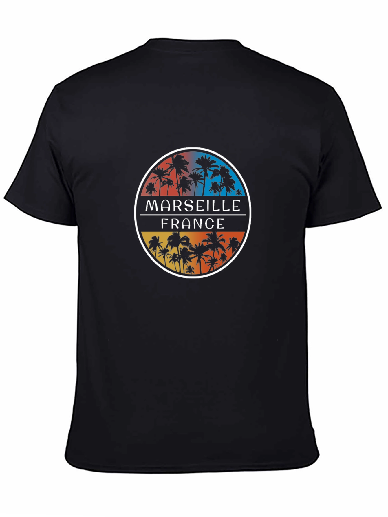 Black Marseille France Palm Tree Graphic Tee view 4