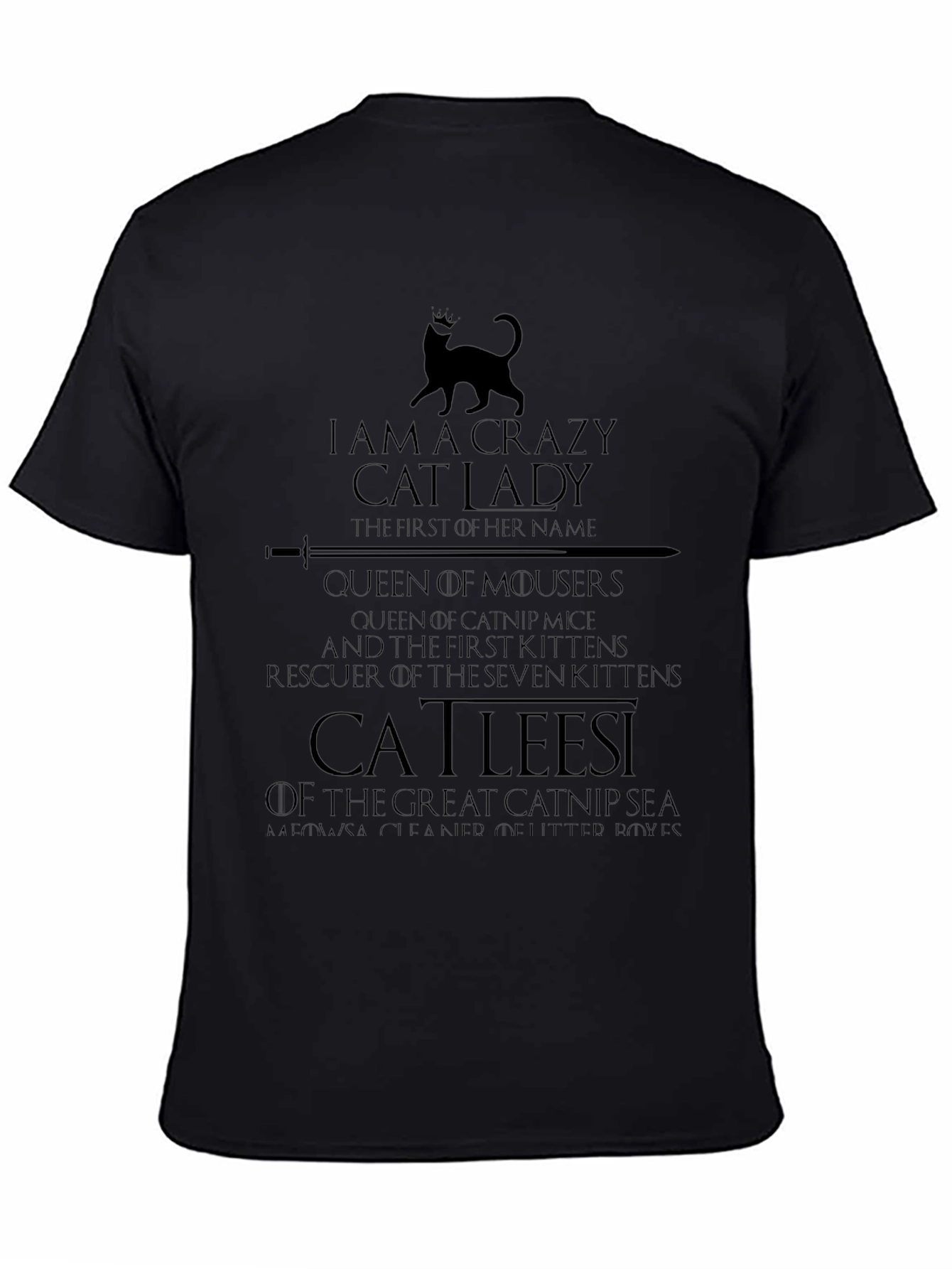 Black Crazy Cat Lady T-Shirt - Game Inspired view 4