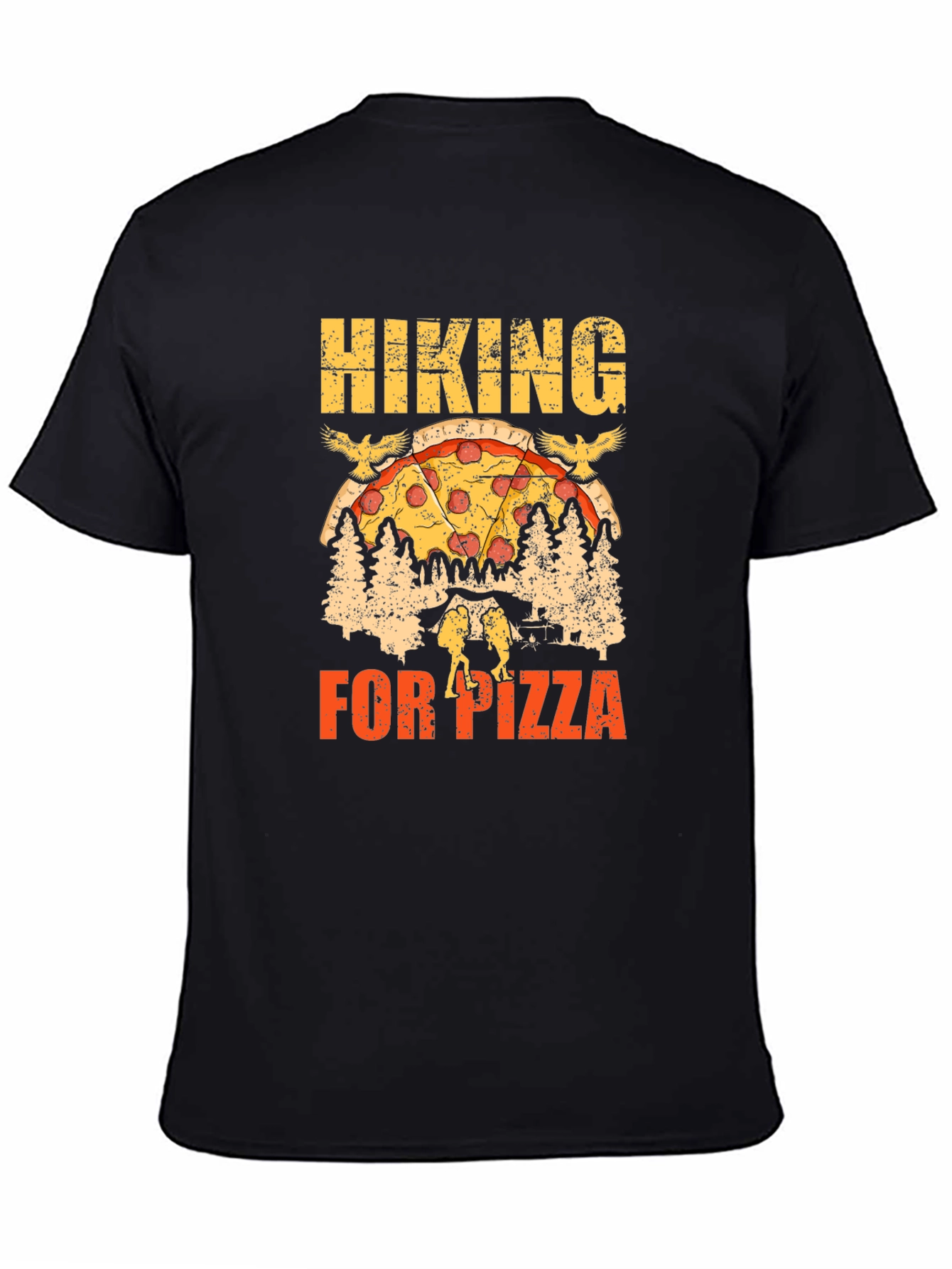 Black Hiking for Pizza Graphic Tee - Unisex view 4