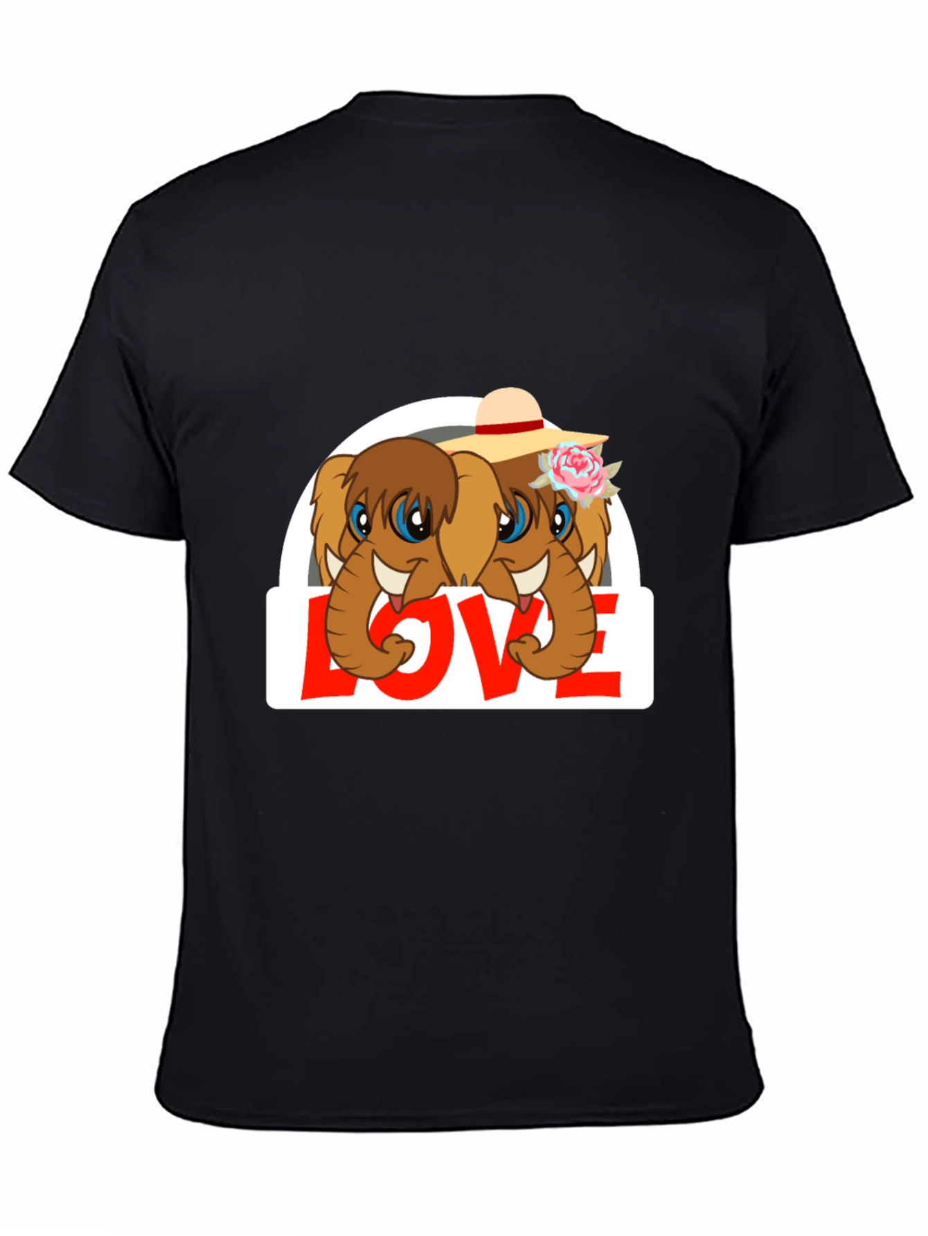 Black Elephant Love T-Shirt - Cute Animal Graphic Tee view 4