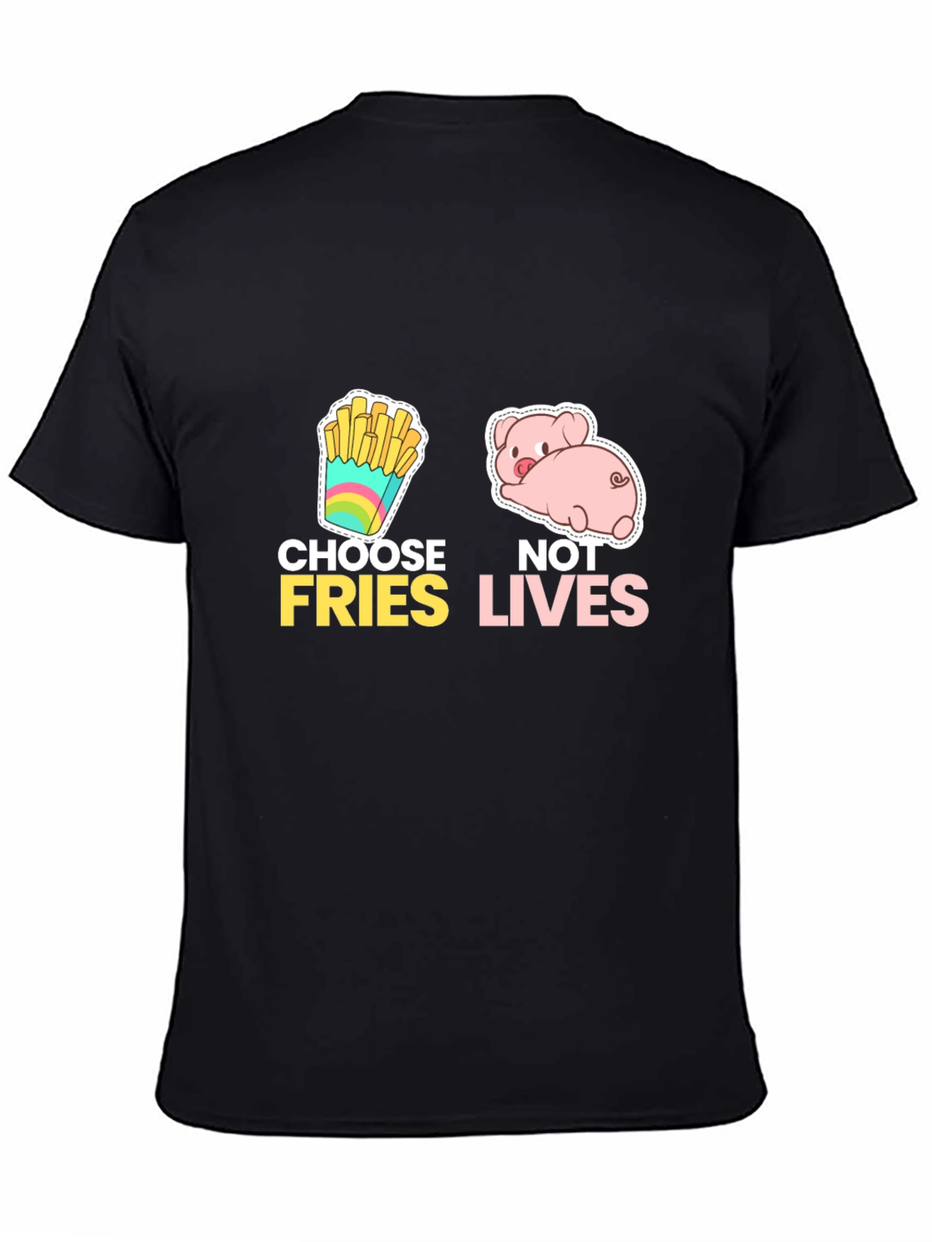 Black Choose Fries Not Lives Black Graphic Tee view 4