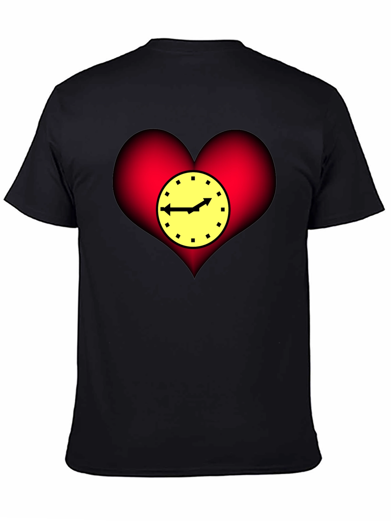 Black Heart Clock Graphic T-Shirt - Stylish & Unique Design view 4