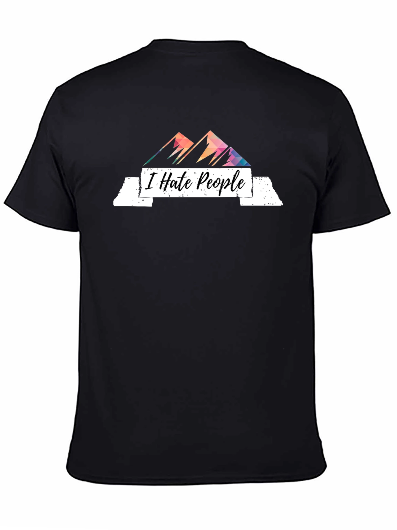 Black I Hate People Graphic Tee - Sarcastic Mountain Design view 4
