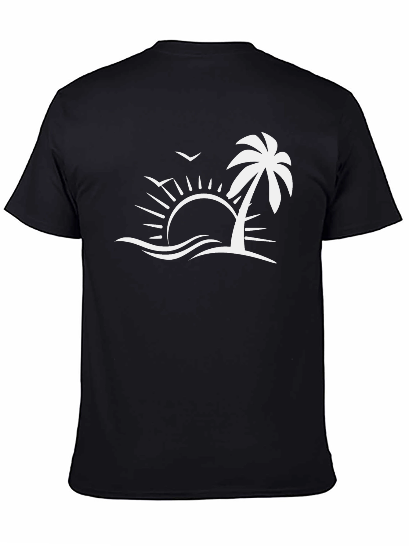 Black Tropical Palm Sunset Graphic Tee - Black view 4