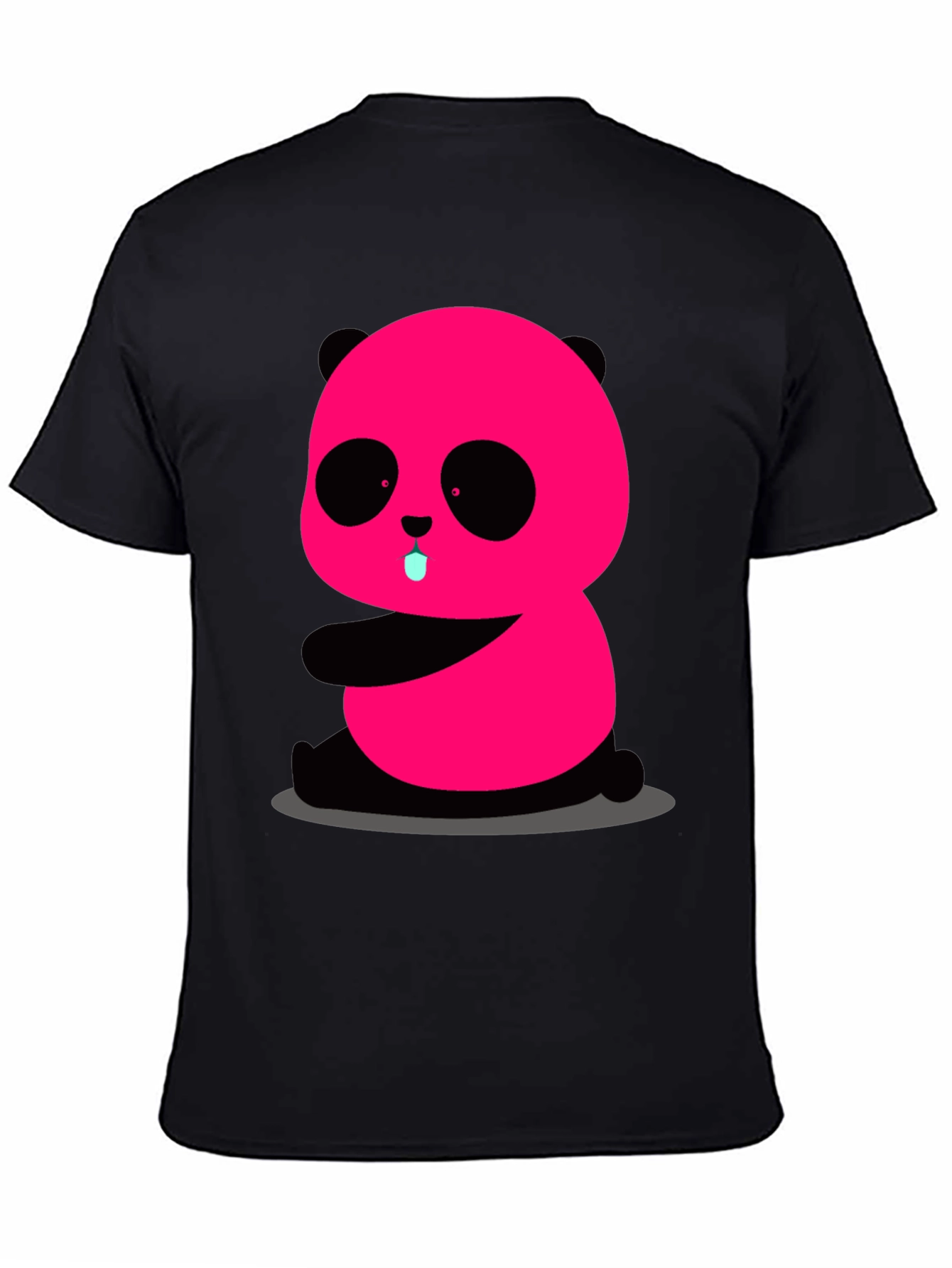 Black Pink Panda Graphic Tee - Cute & Fun Black T-Shirt view 4