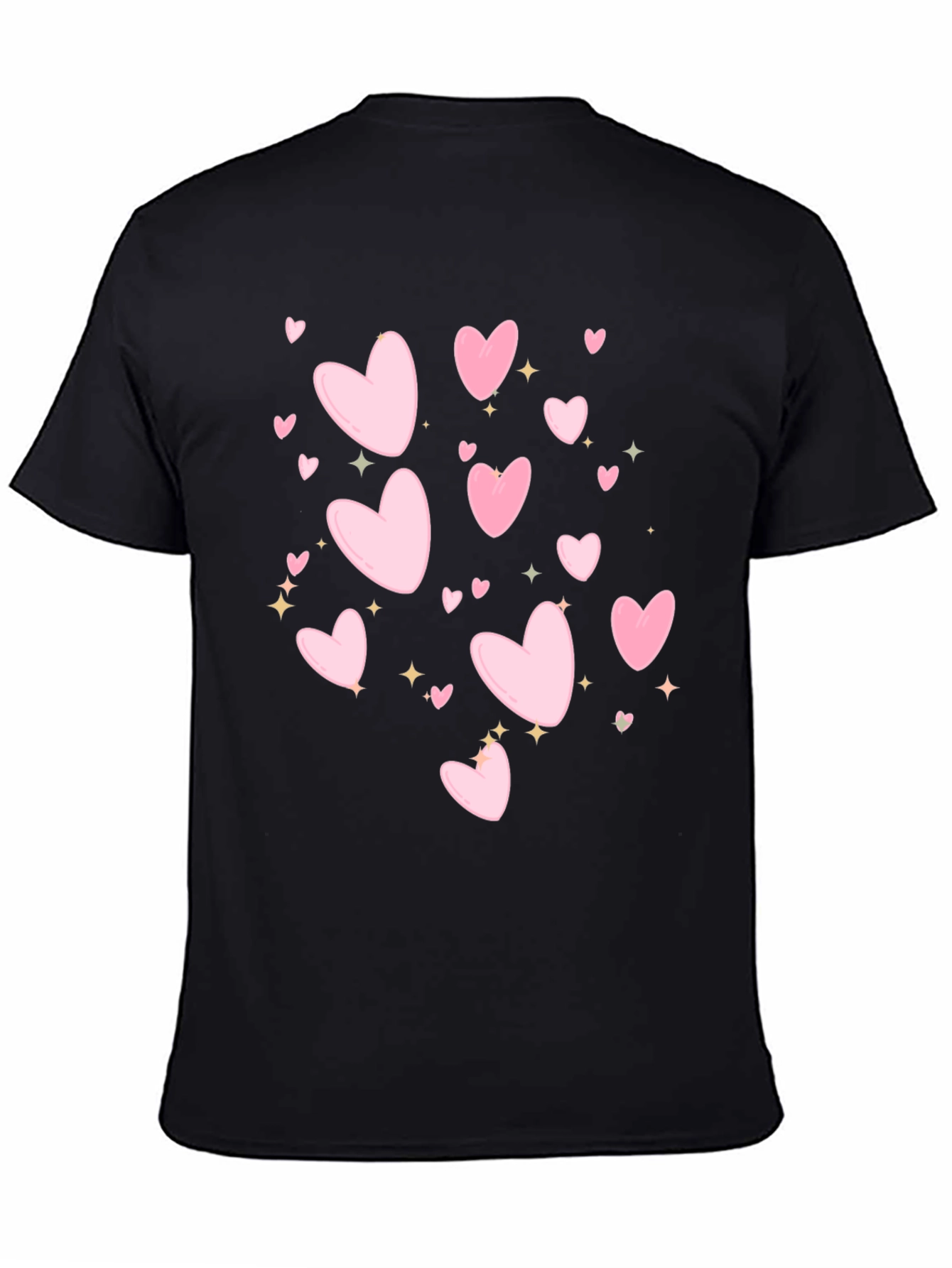 Black Heart Print Black Casual T-Shirt view 4