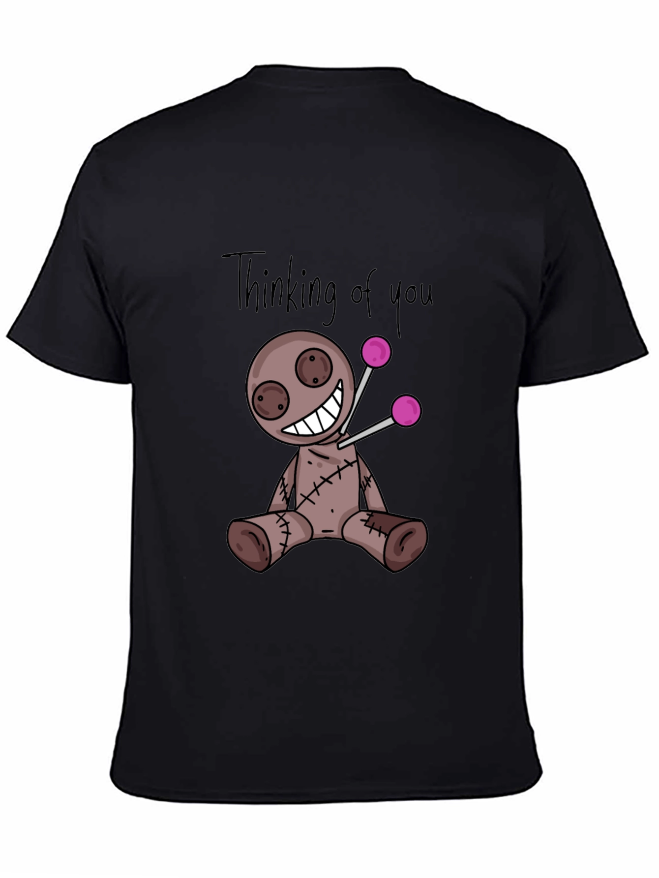 Black Thinking of You Voodoo Doll Black T-Shirt view 4