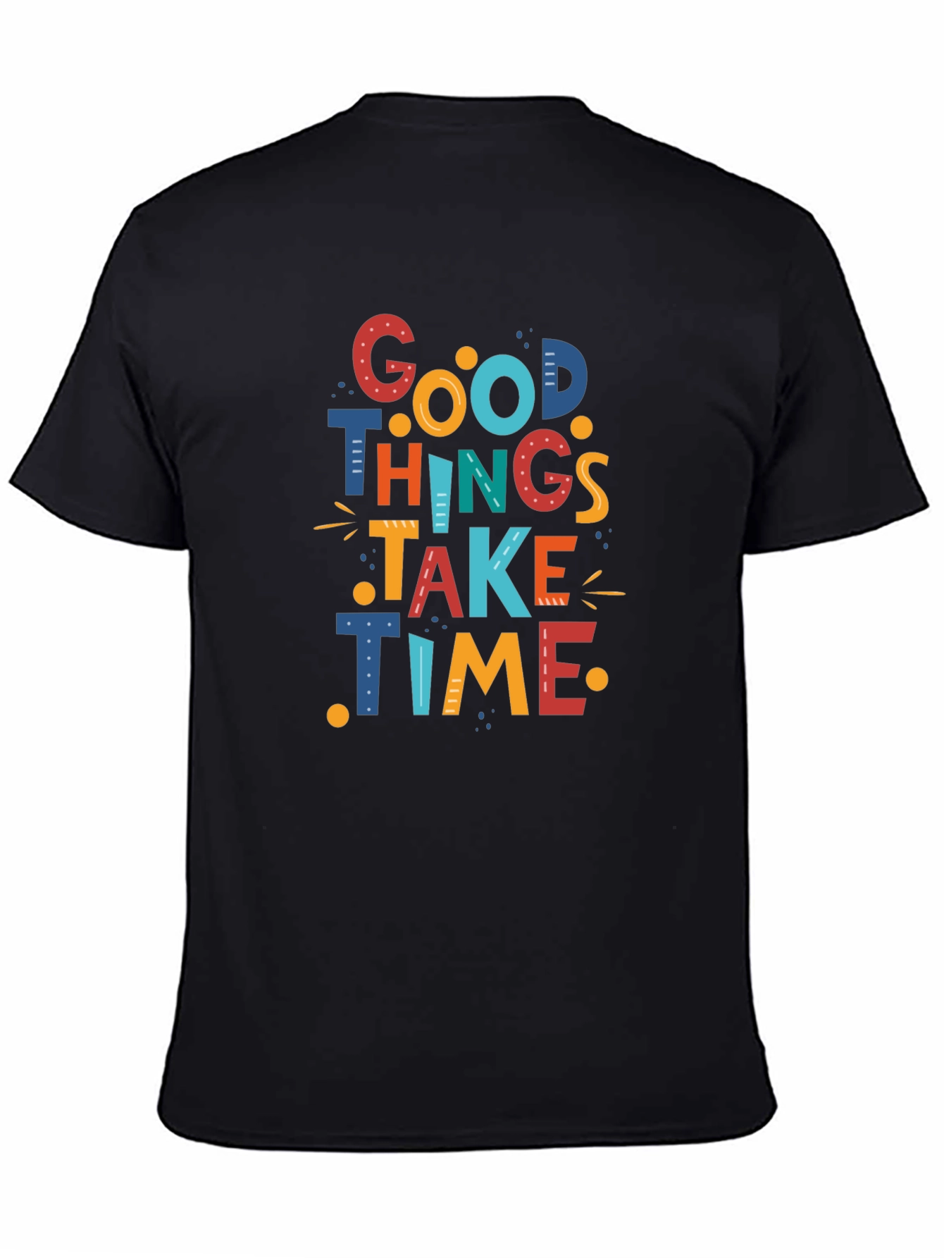 Black Good Things Take Time Graphic Tee - Black view 4
