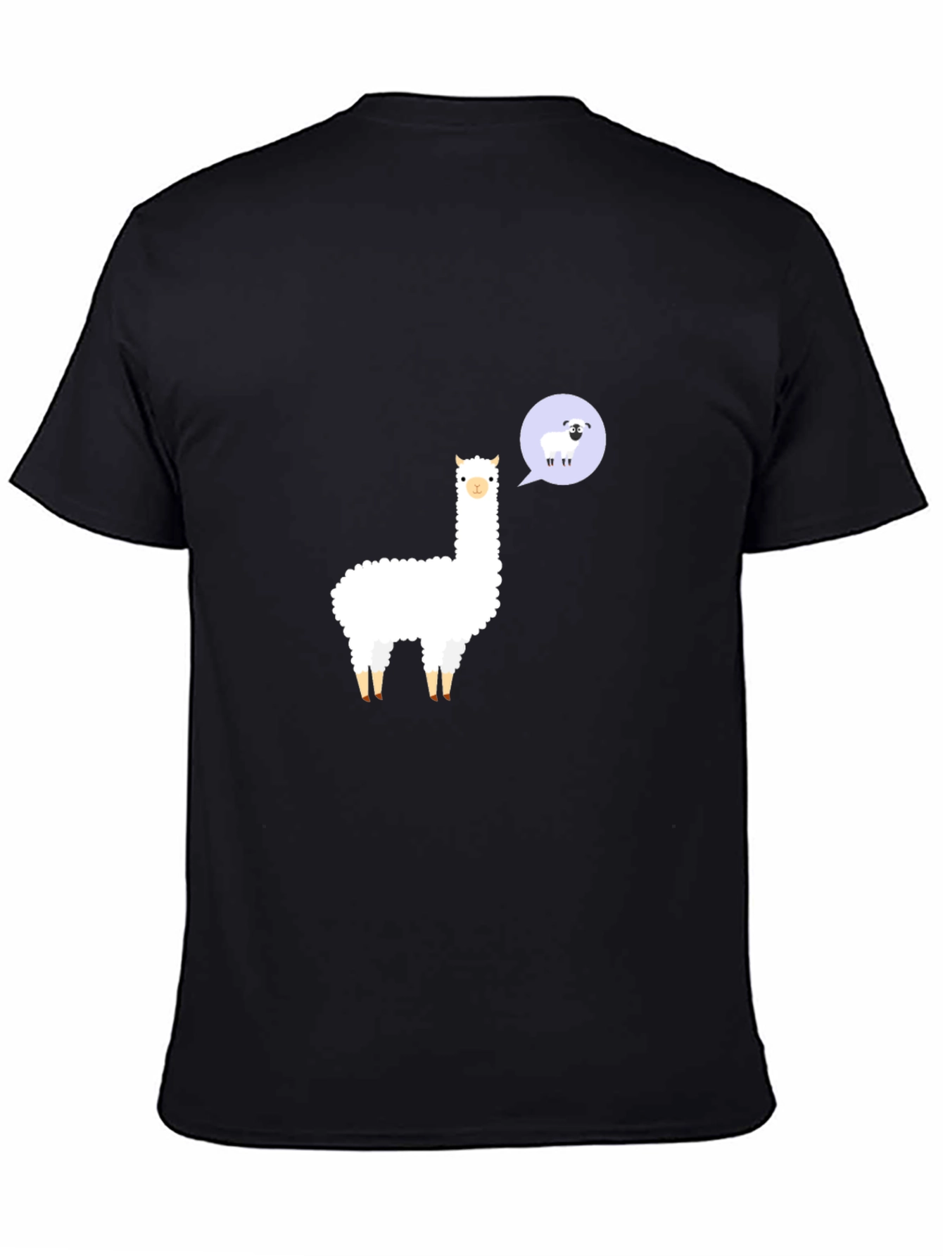 Black Alpaca & Sheep T-Shirt - Black Cotton Tee view 4