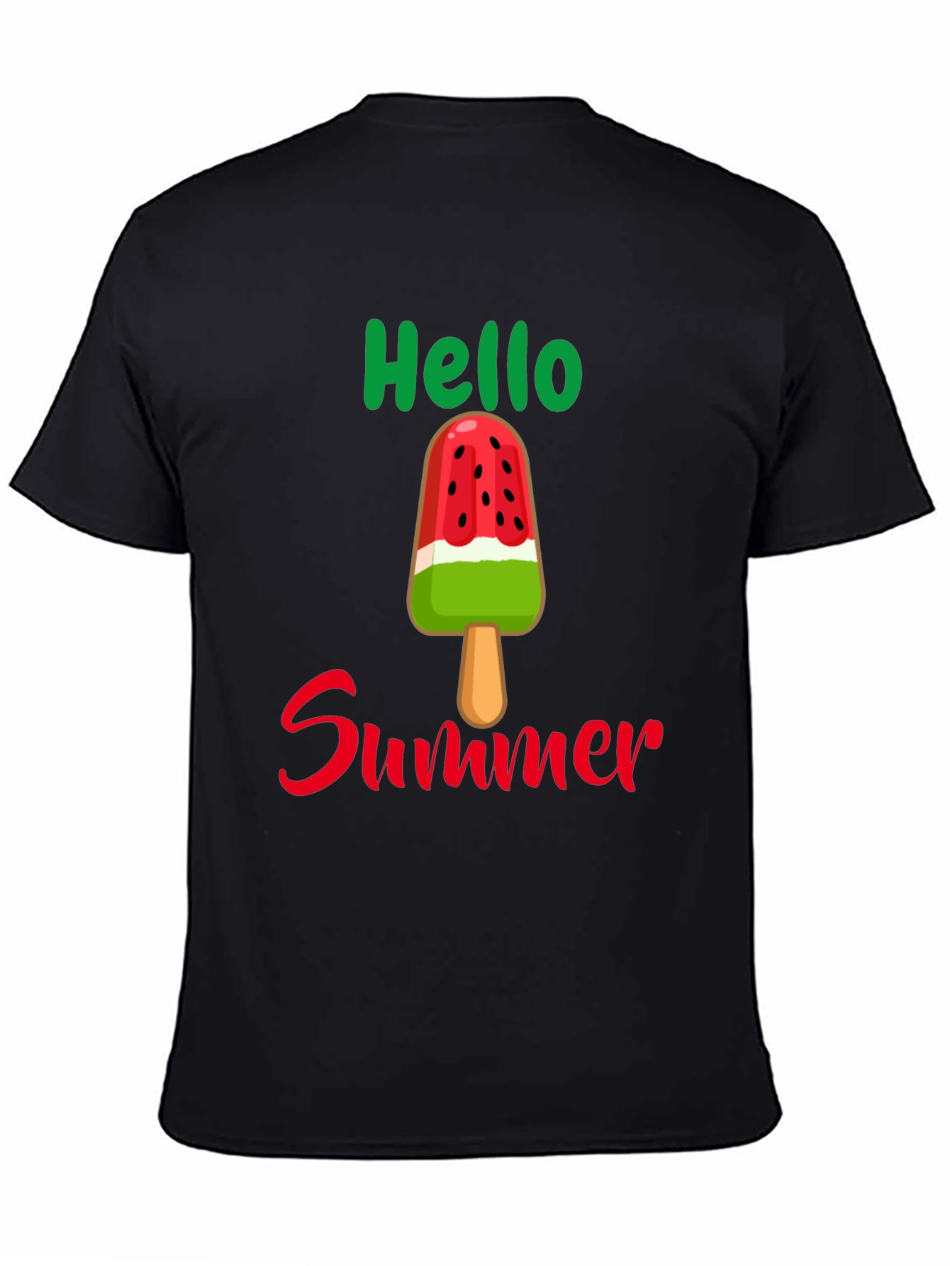 Black Hello Summer Watermelon Popsicle Graphic Tee view 4