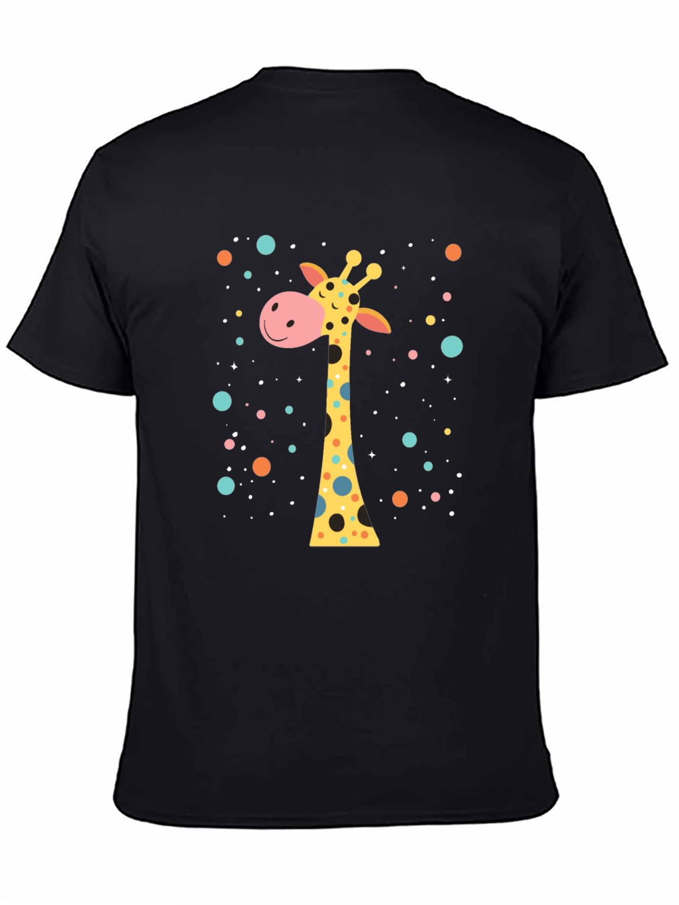 Black Giraffe T-Shirt - Whimsical Cartoon Design view 4