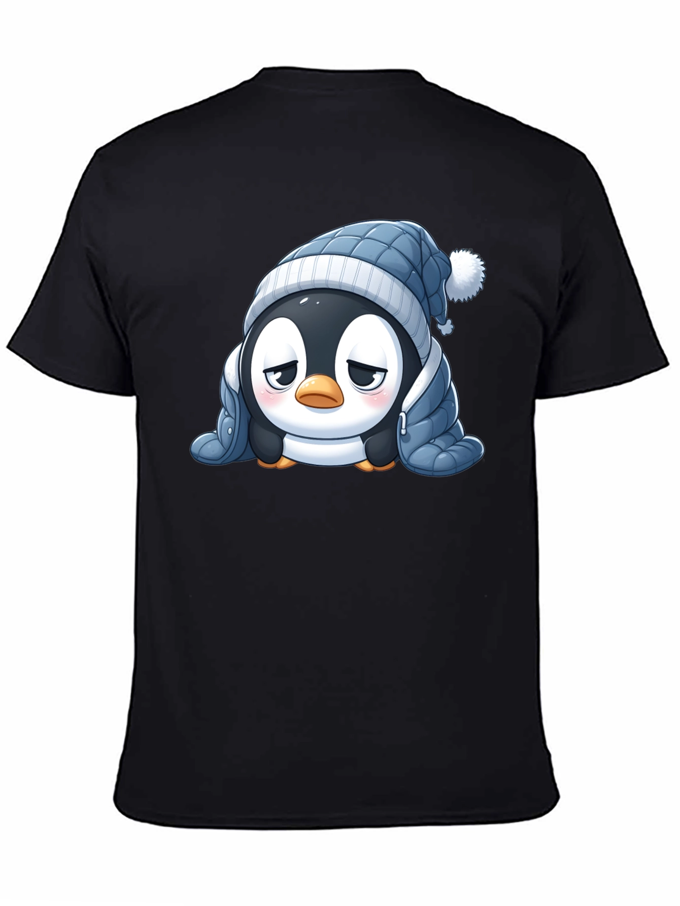 Black Cute Penguin Winter T-Shirt view 4