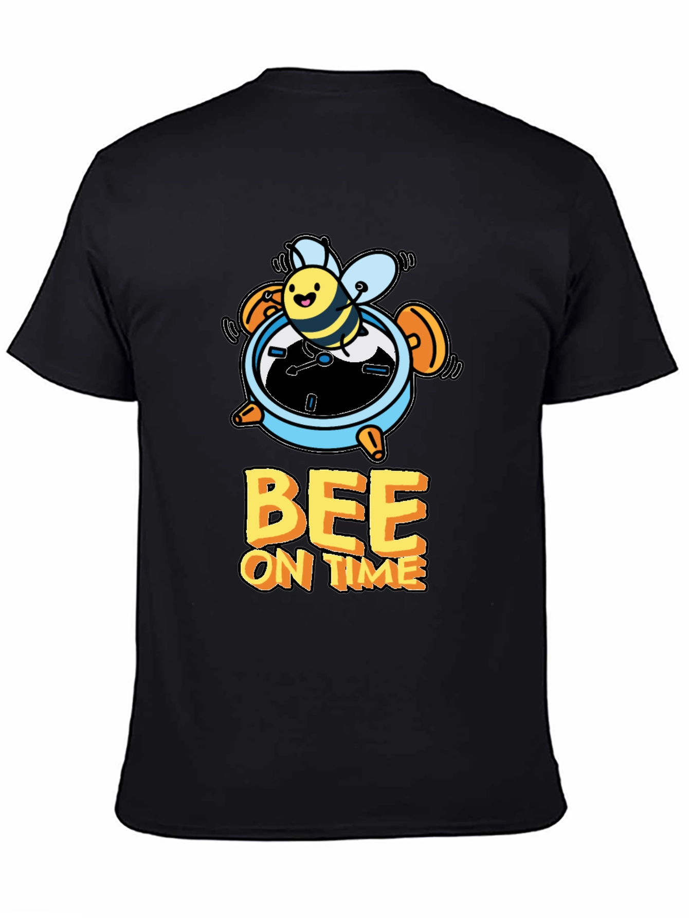 Black Bee On Time Black Graphic T-Shirt view 4