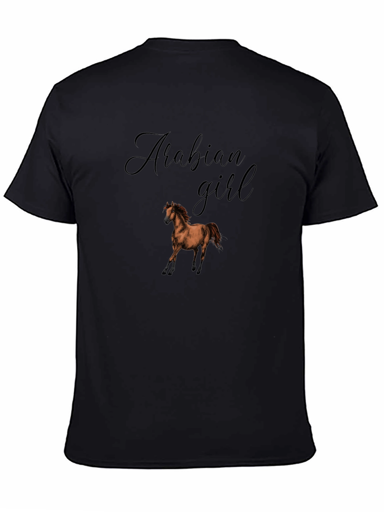 Black Arabian Girl Horse T-Shirt - Black view 4