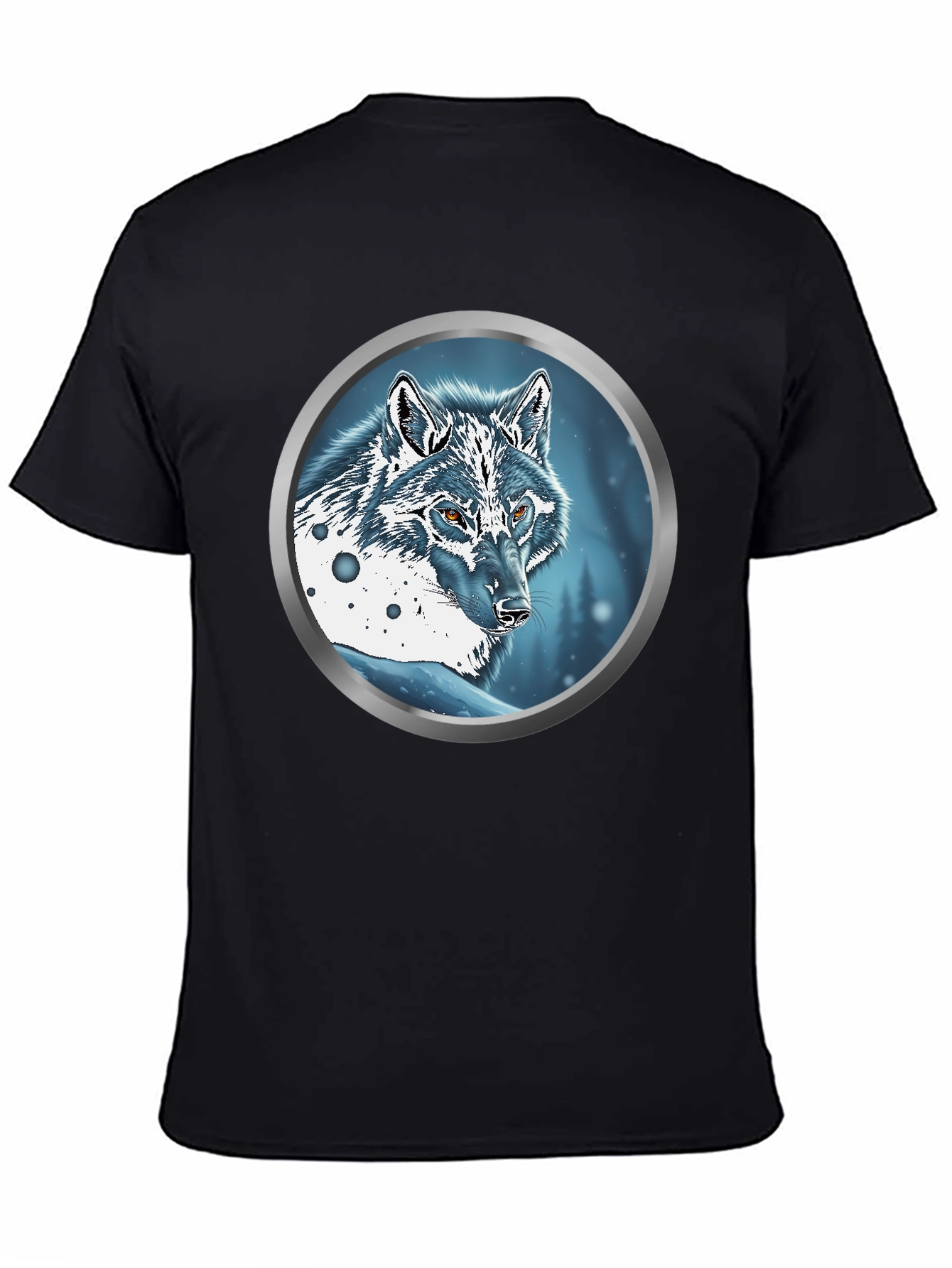 Black Wolf Portrait Graphic Tee - Sleek Black view 4