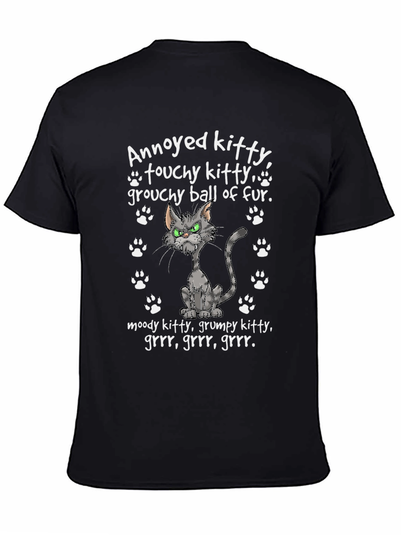 Black Annoyed Kitty T-Shirt - Grumpy Cat Design view 4