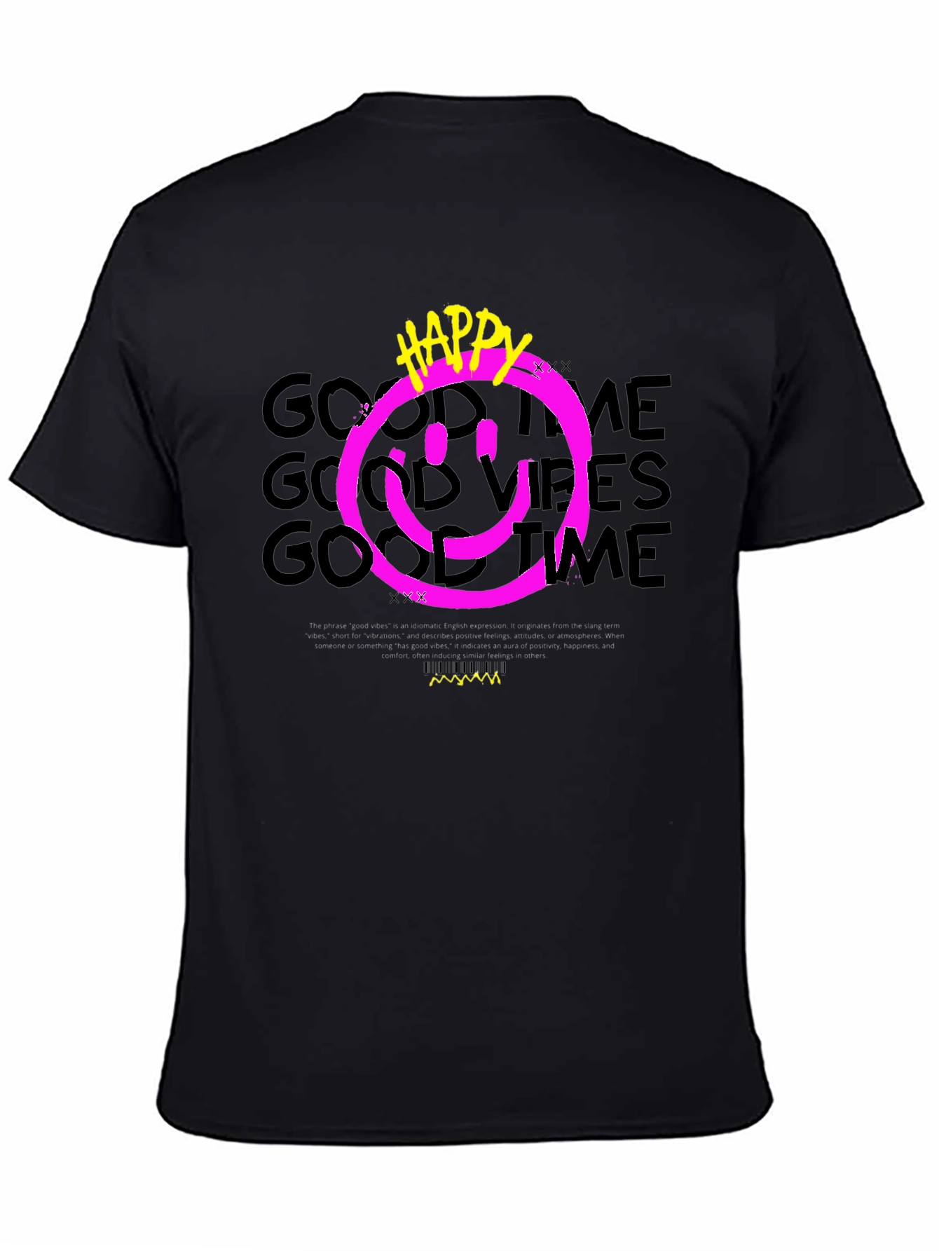 Black Happy Good Vibes Graphic Tee view 4