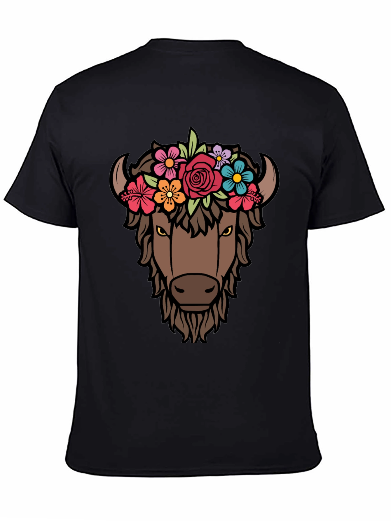 Black Floral Buffalo Graphic T-Shirt view 4