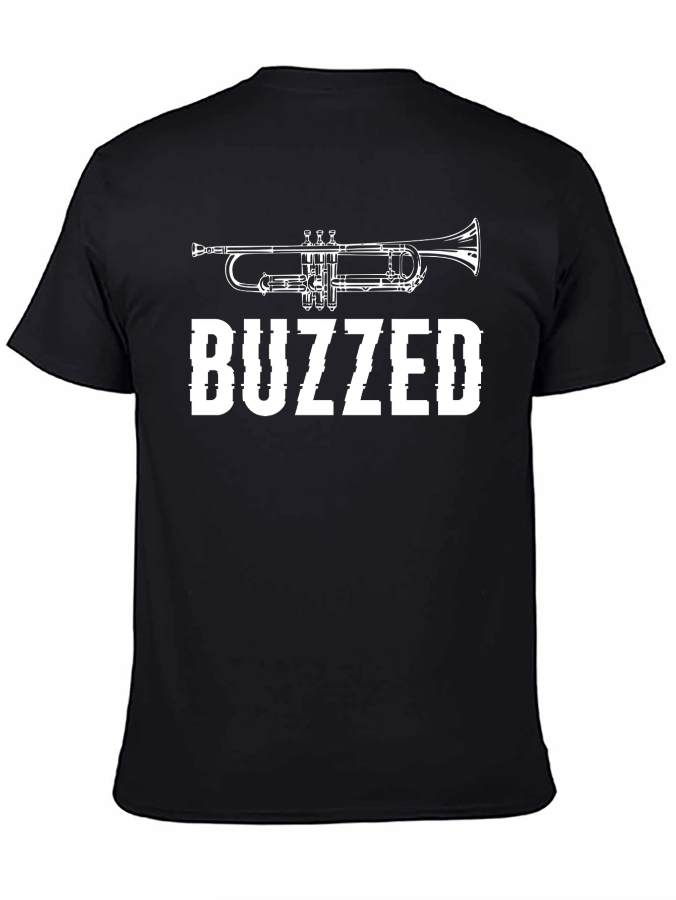 Black Buzzed Trumpet Graphic Tee - Black Cotton Blend view 4