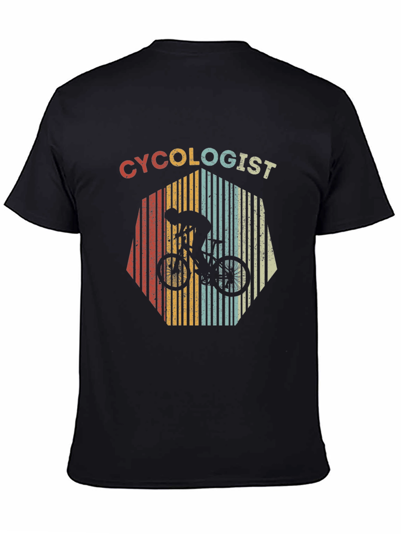 Black Retro Cycologist T-Shirt - Cycling Enthusiast Apparel view 4