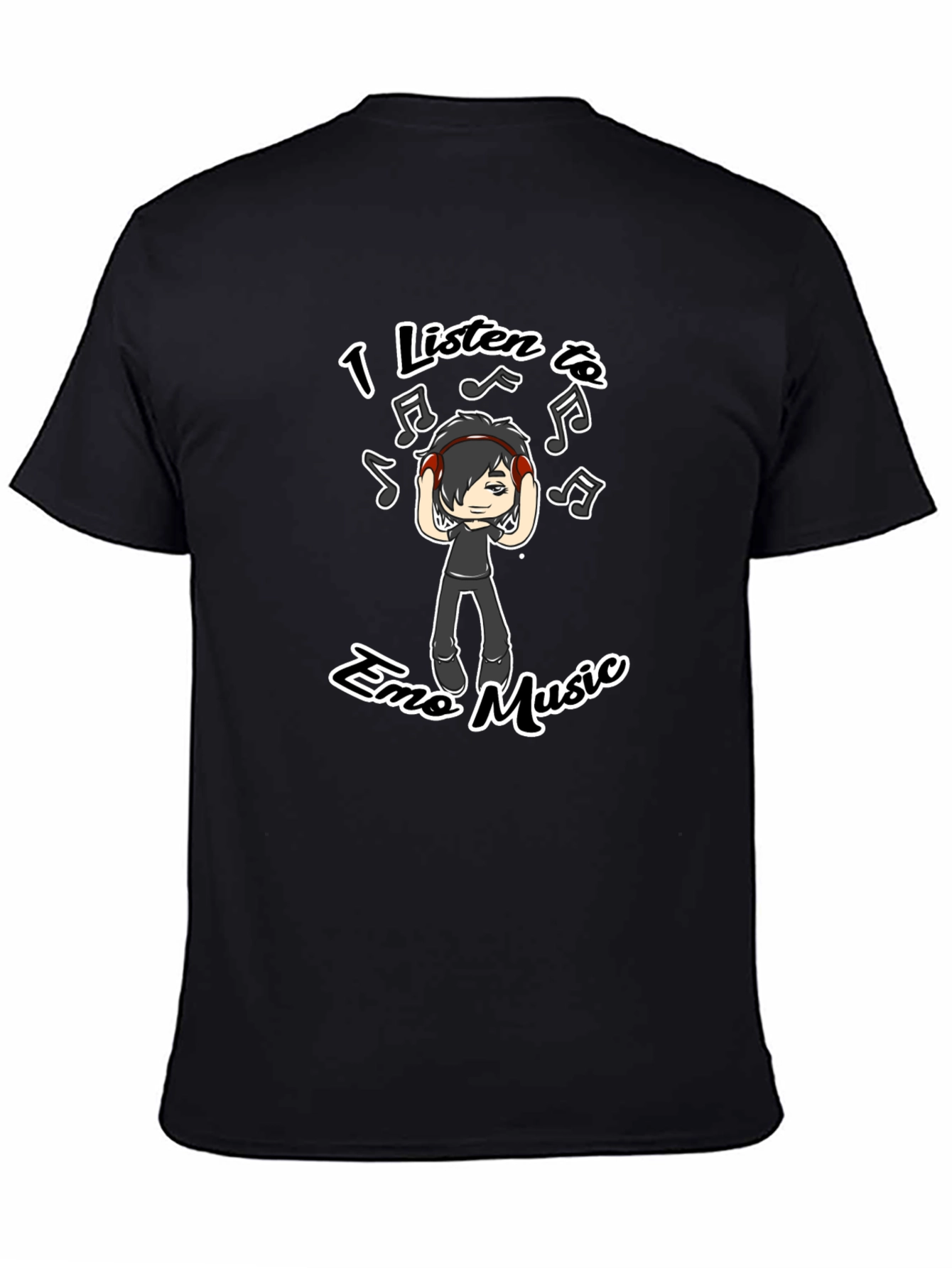 Black Emo Music Graphic T-Shirt - Black Crew Neck Tee view 4