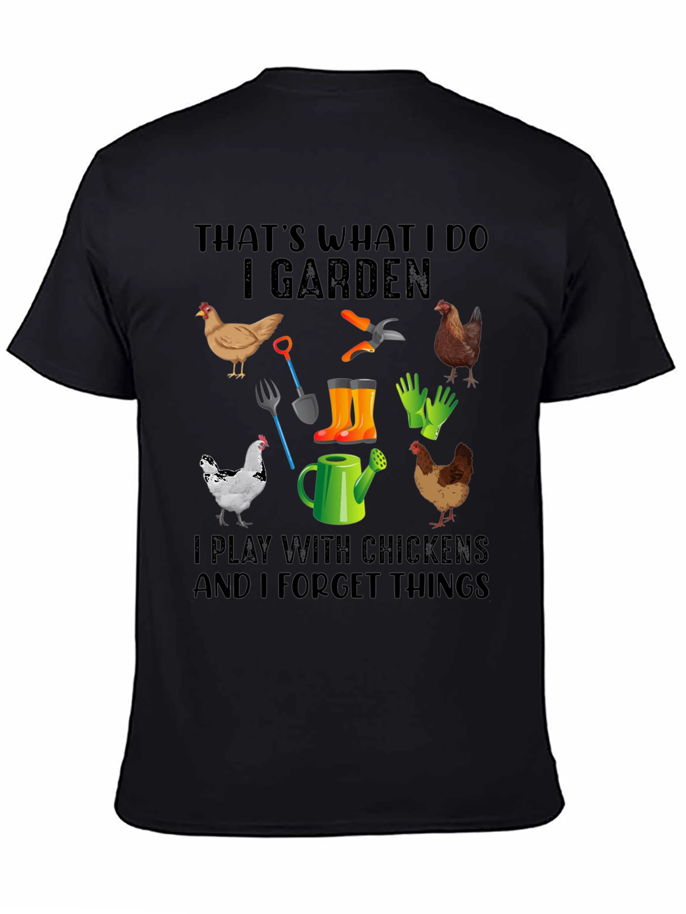 Black Gardening & Chicken Lover Graphic Tee view 4