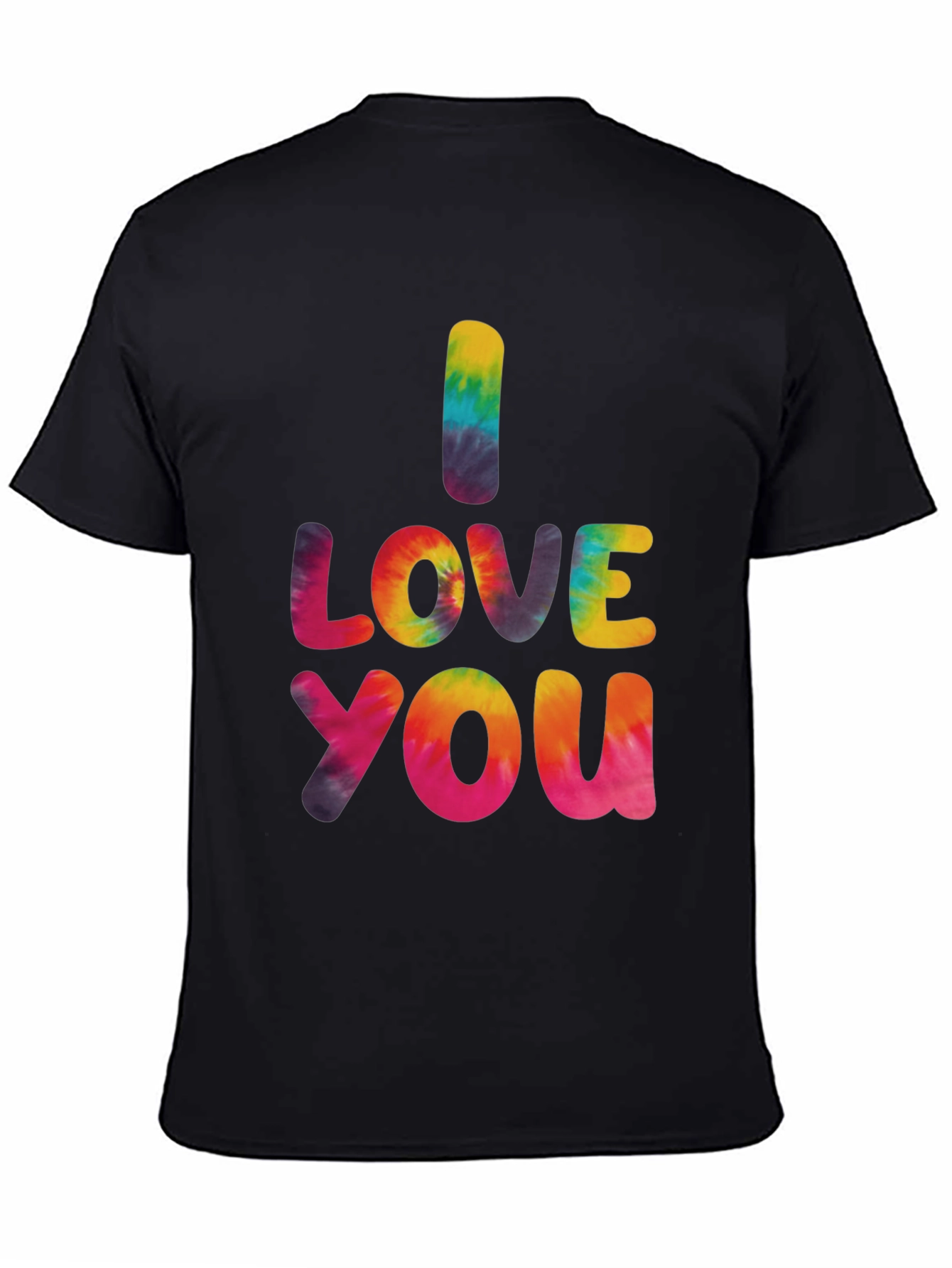 Black I Love You Tie Dye Graphic Tee - Black view 4