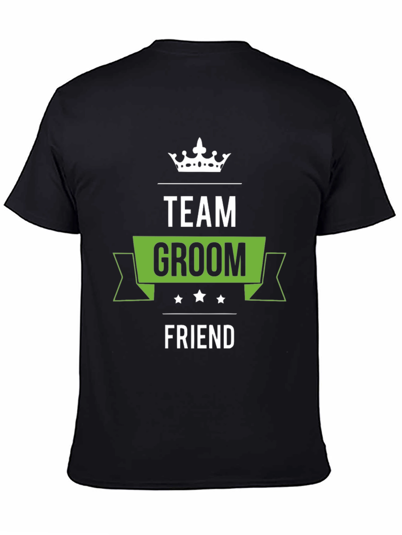 Black Team Groom Friend T-Shirt - Black Crew Neck Wedding Party Tee view 4