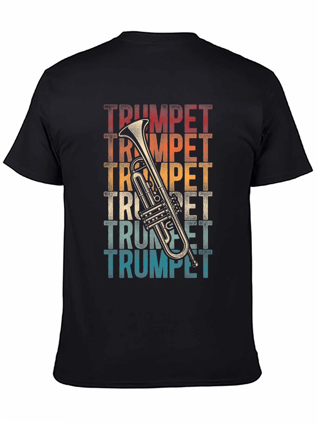 Black Retro Trumpet T-Shirt - Vintage Style Musical Tee view 4