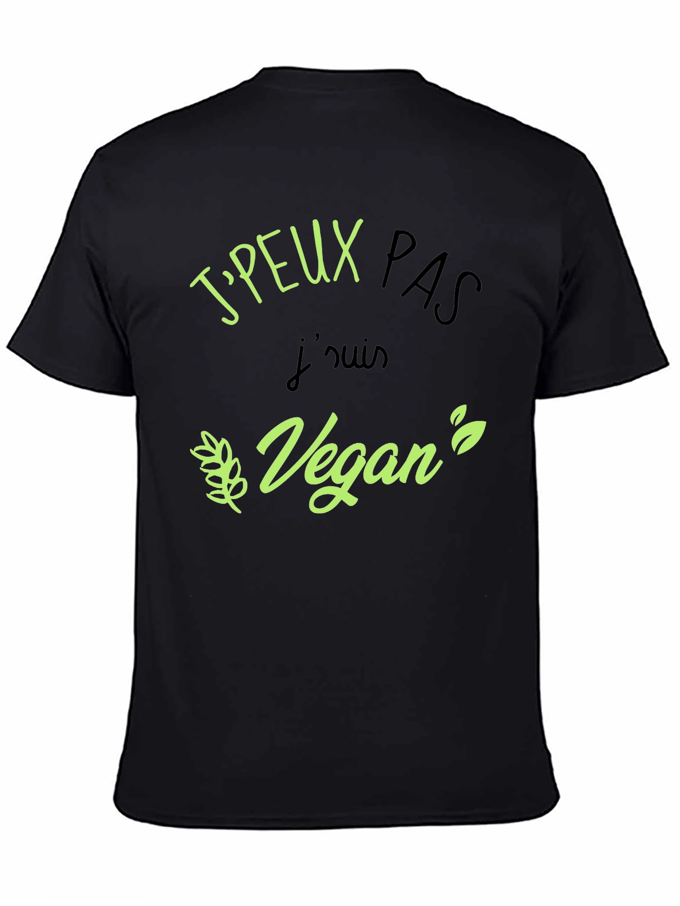 Black Vegan Statement Black T-Shirt view 4